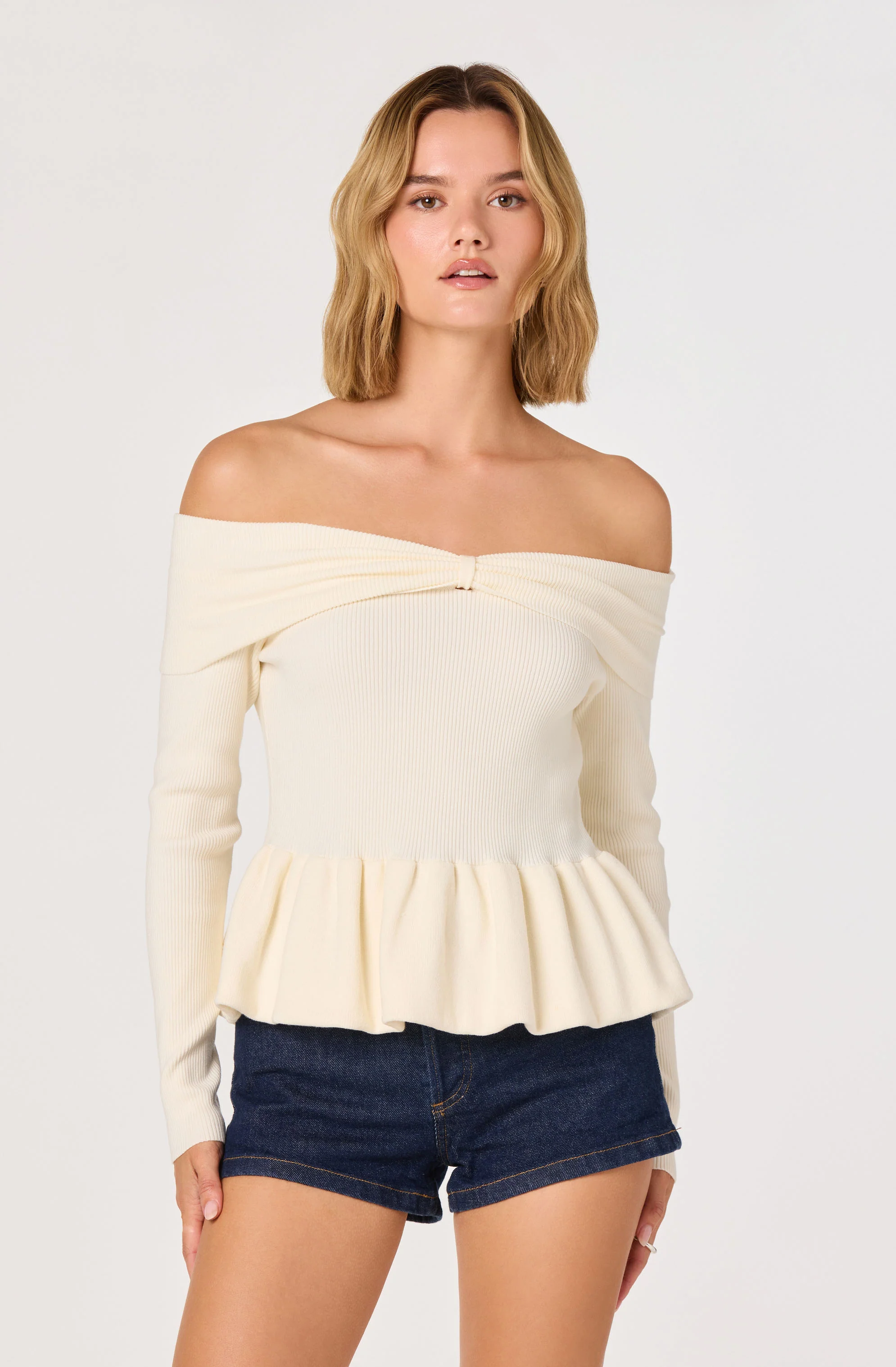 Tiarra Off-Shoulder Peplum Sweater