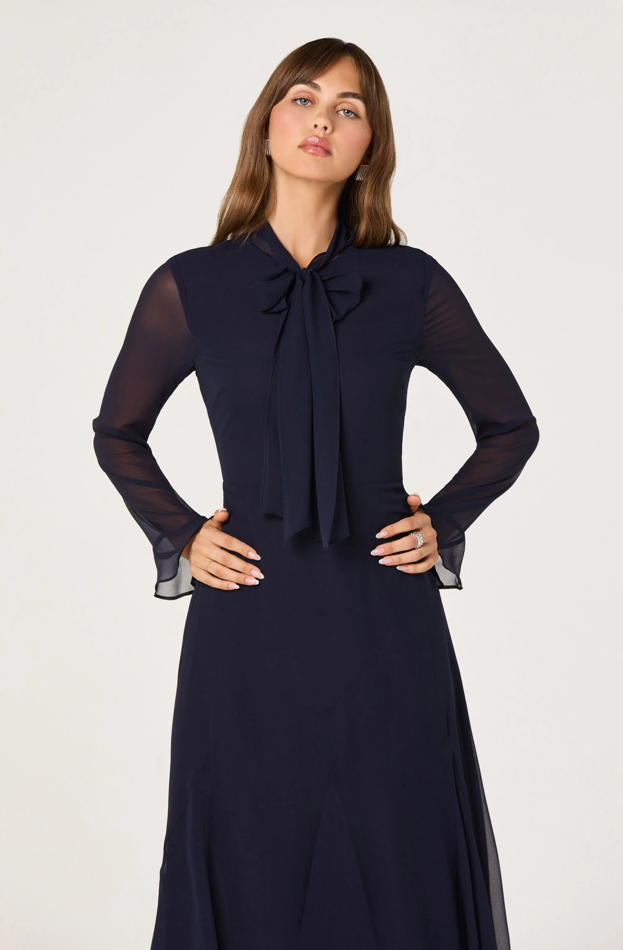 Tie Neck Midi Dress - Image 3