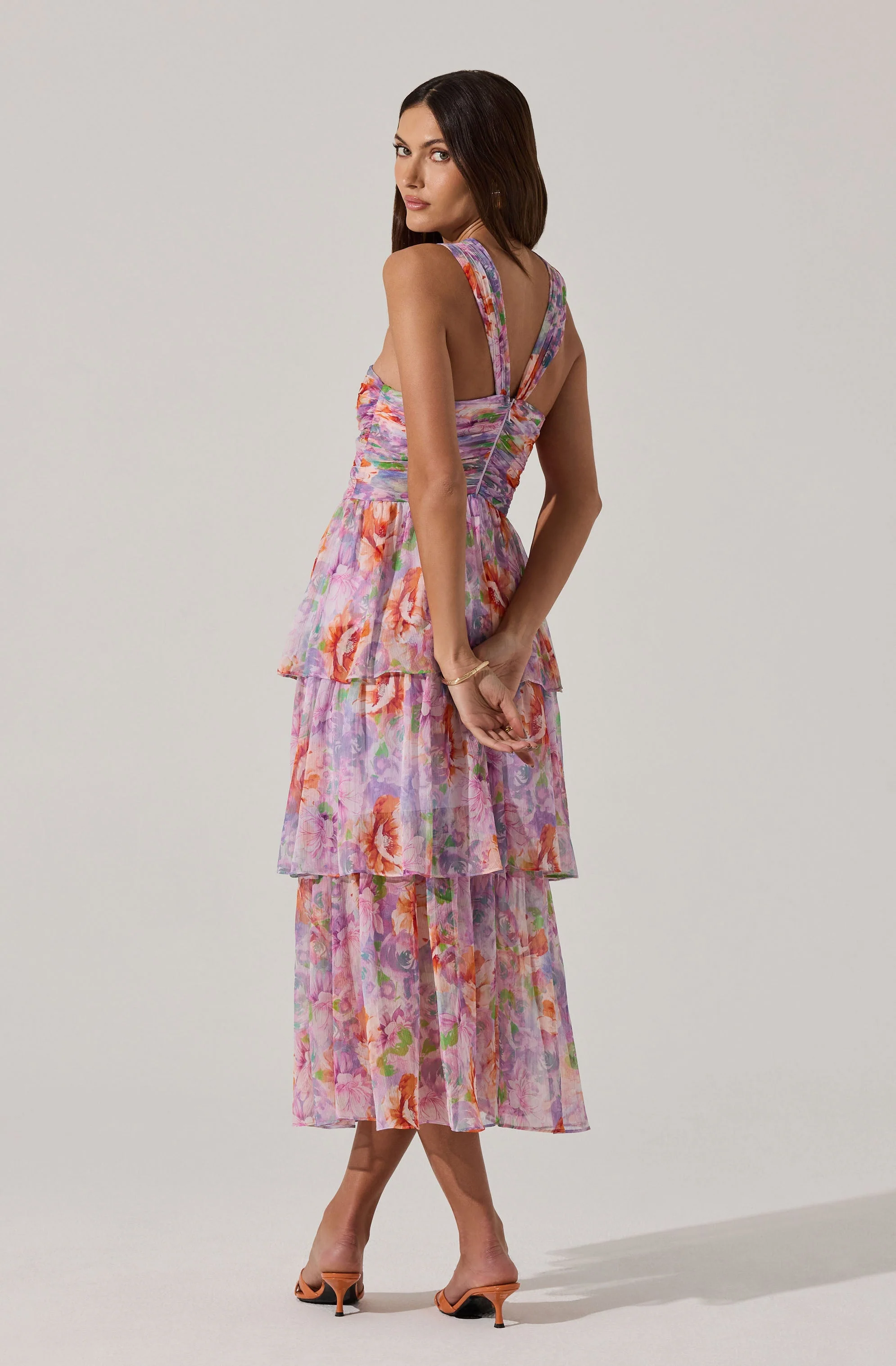 Tiered Floral Cutout Midi Dress - Image 3