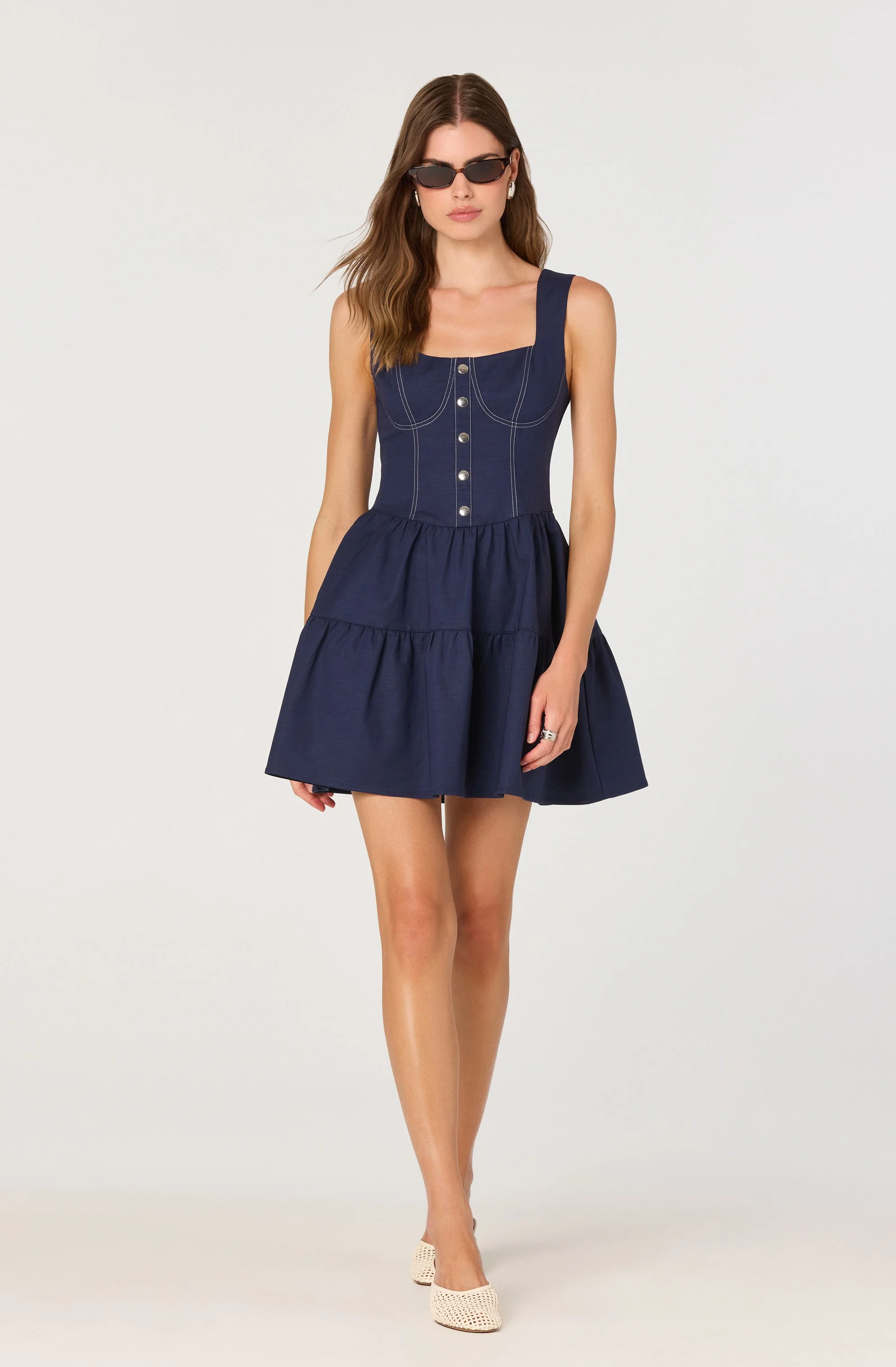 Tiered Stitch Detail Mini Dress - Image 4