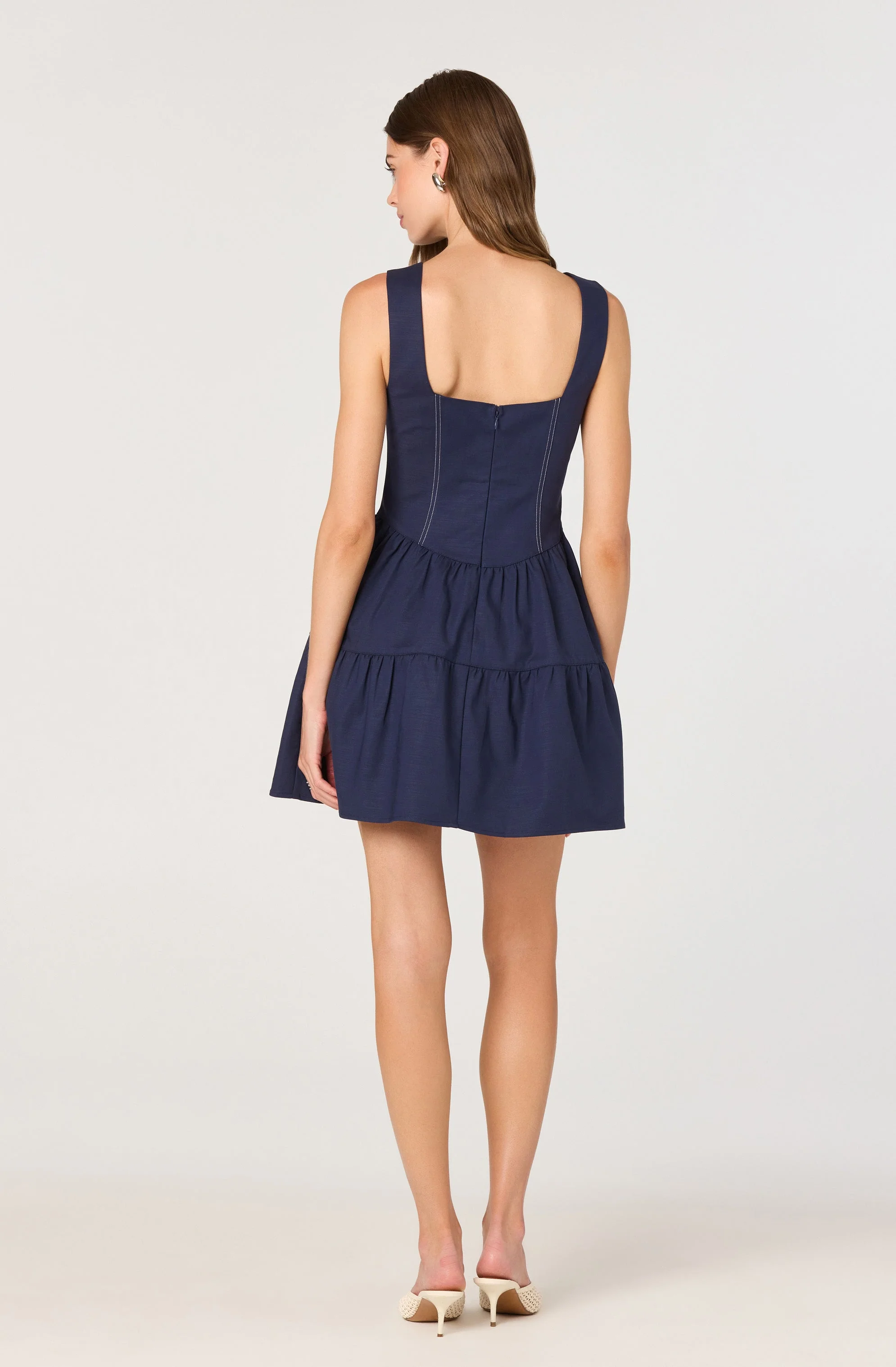 Tiered Stitch Detail Mini Dress - Image 5