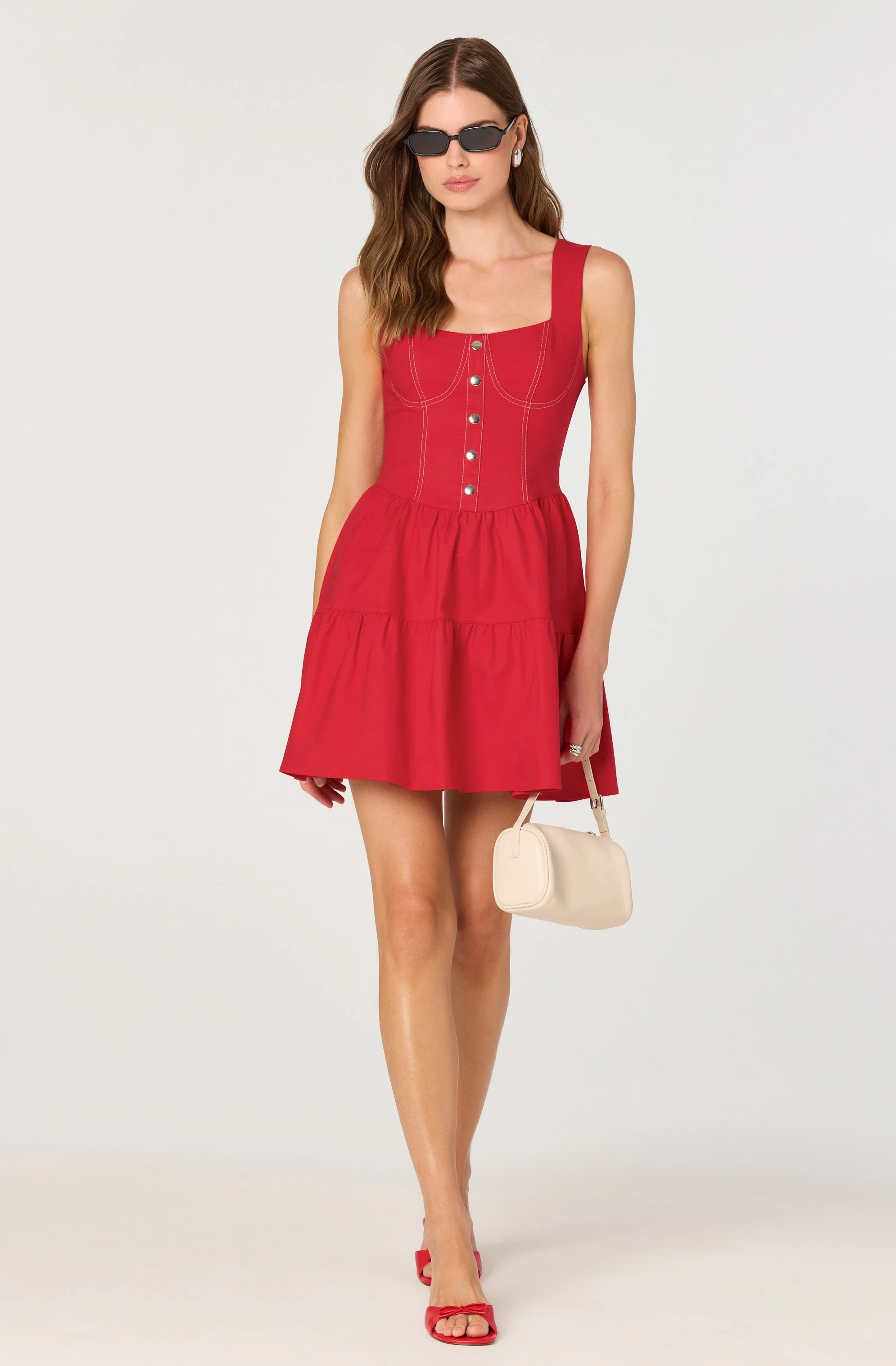 Tiered Stitch Detail Mini Dress - Image 8