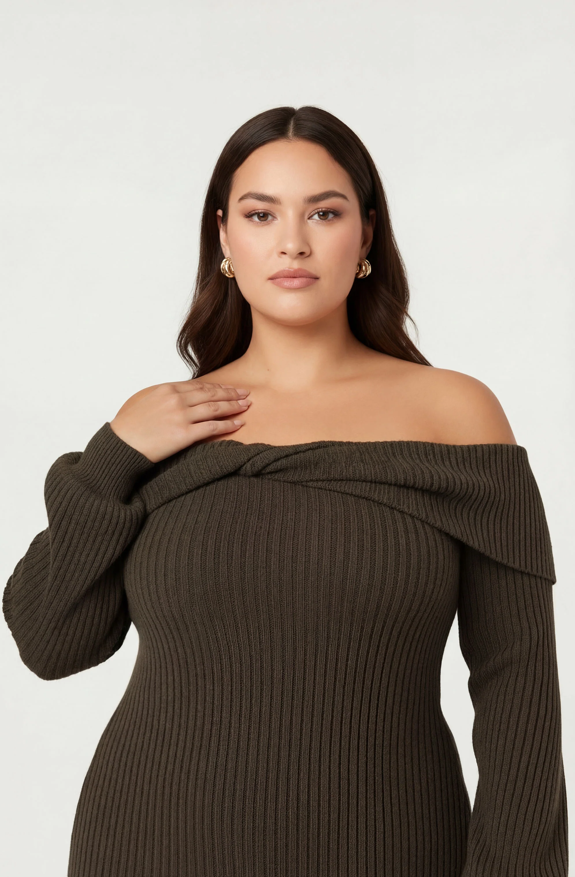 Tilde Off Shoulder Midi Sweater Dress - Image 12