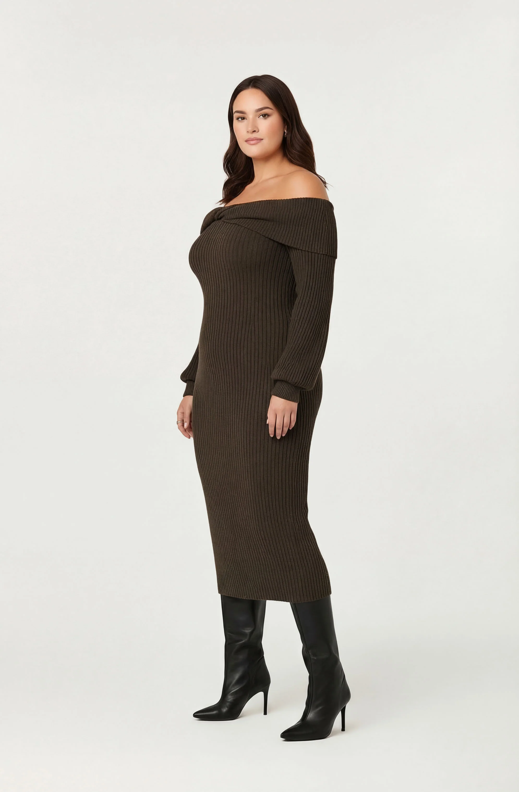 Tilde Off Shoulder Midi Sweater Dress - Image 8