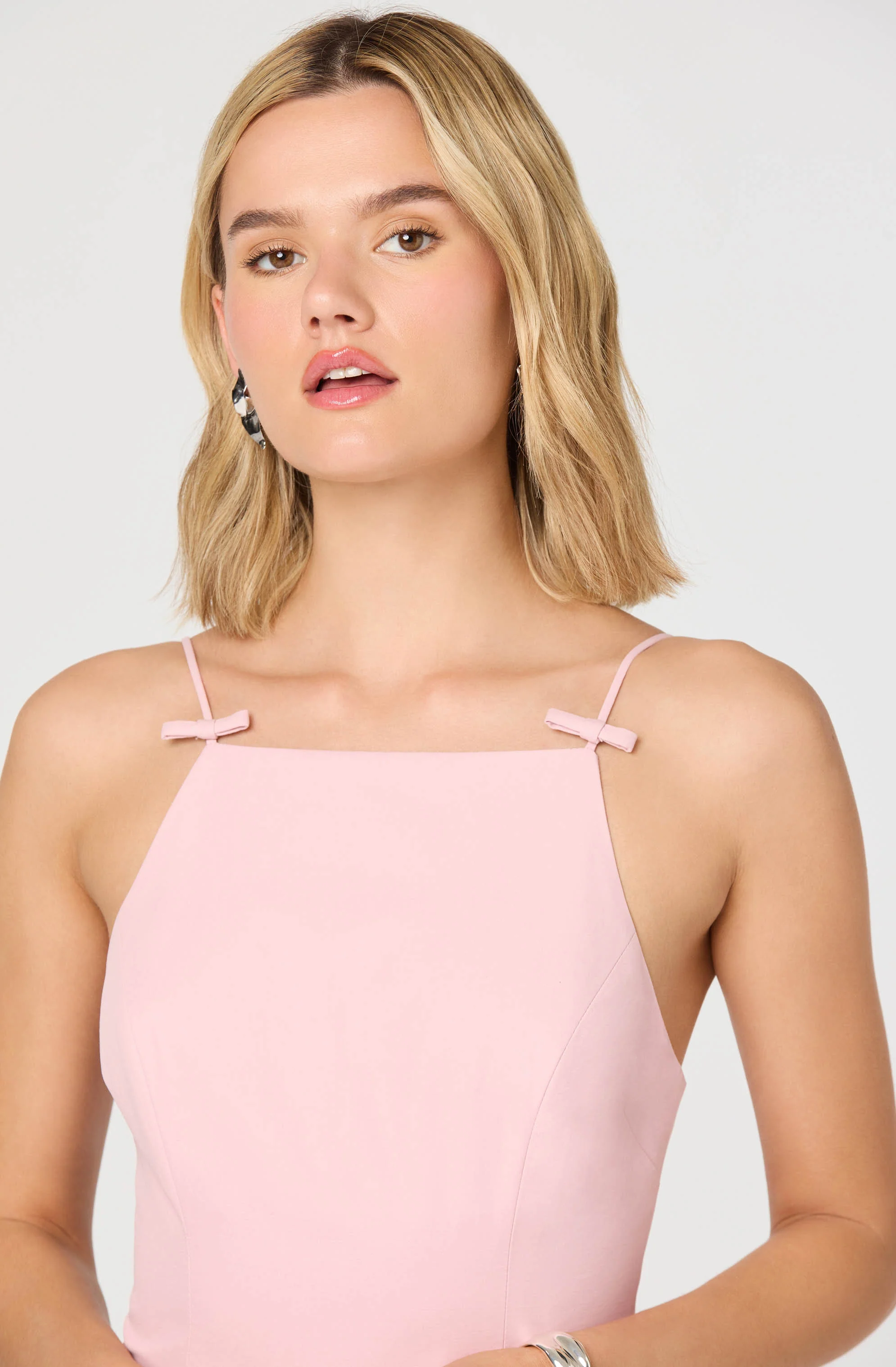 Tionna Bow-Detail Apron Neck Bubble Mini Dress - Image 10