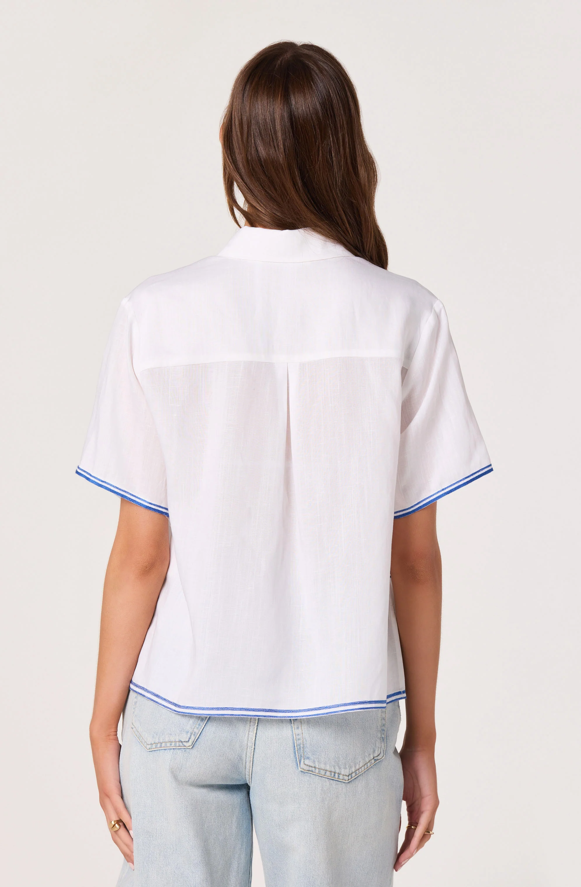 Trace Embroidered Linen Button-Up Shirt - Image 4