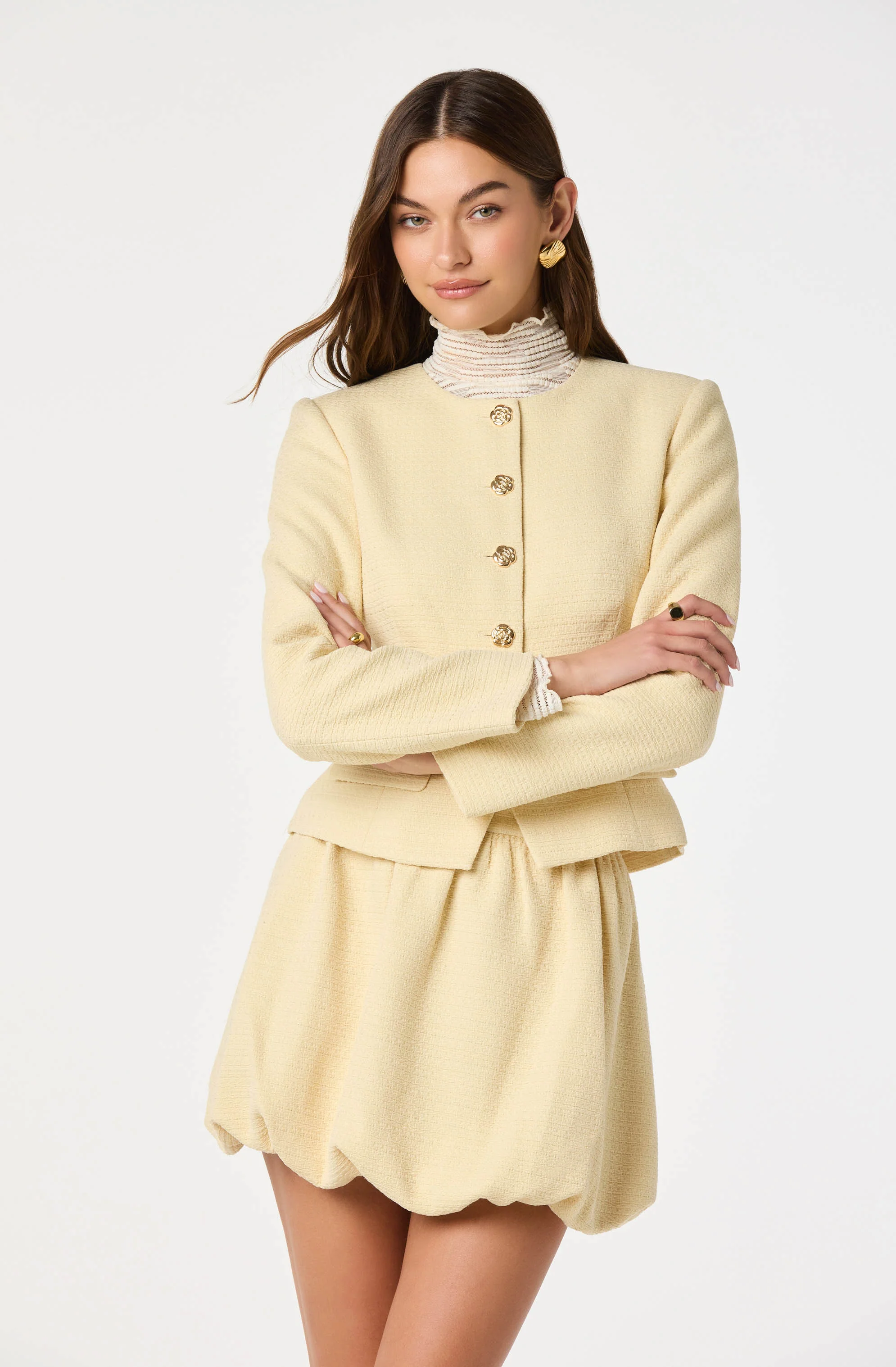 Tweed Bubble Hem Mini Skirt - Image 3