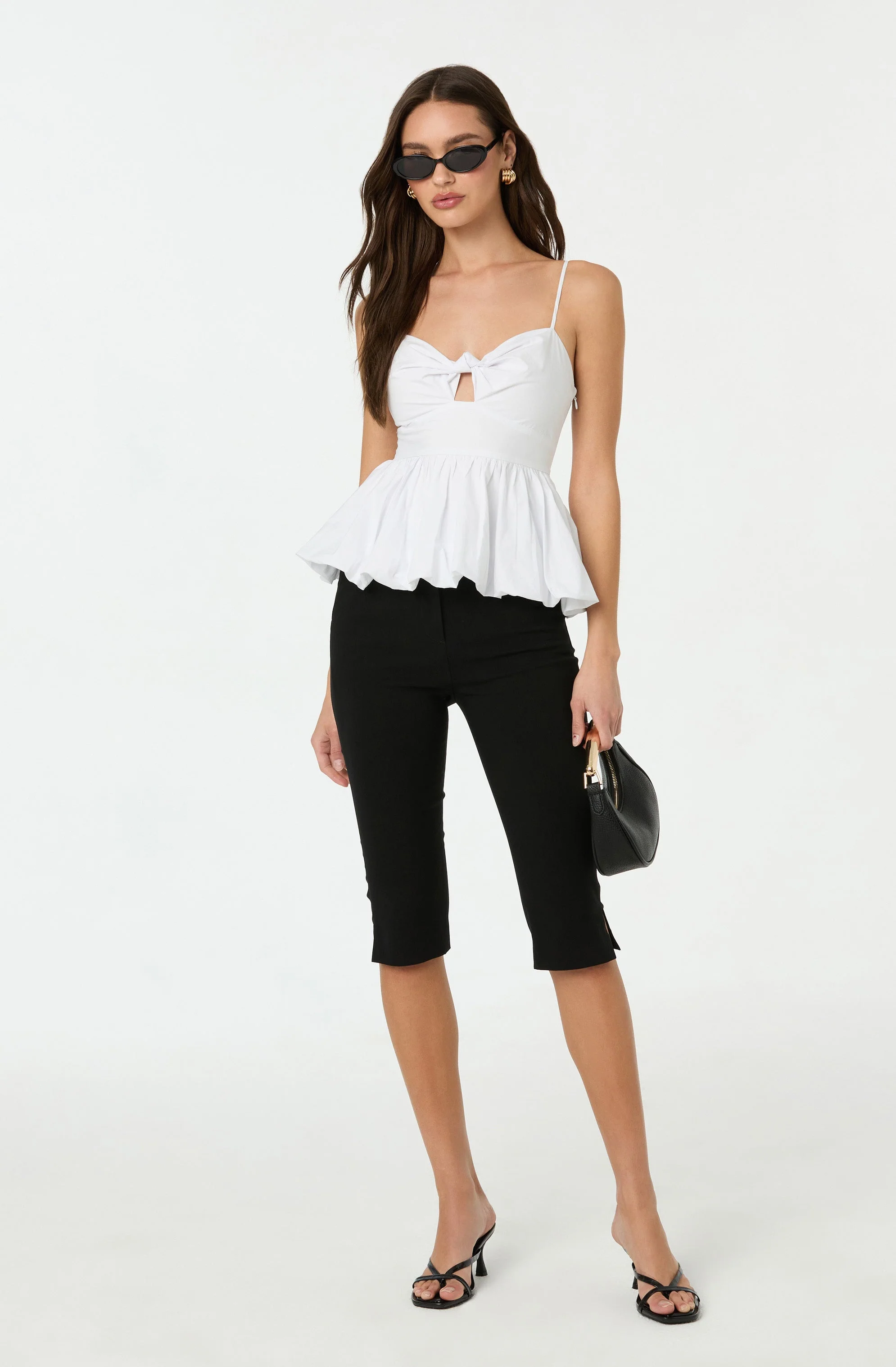Cutout Bubble Hem Peplum Top - Image 11
