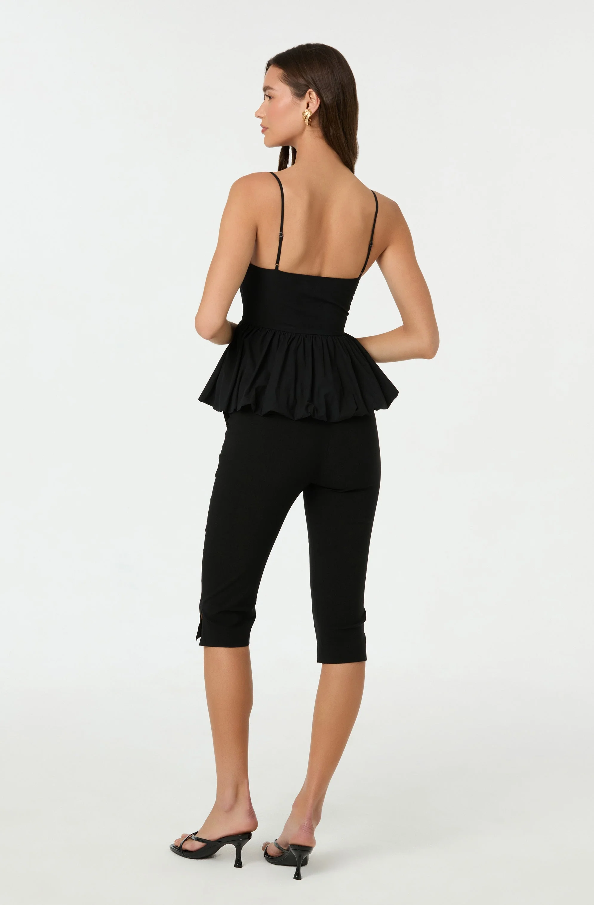 Cutout Bubble Hem Peplum Top - Image 5