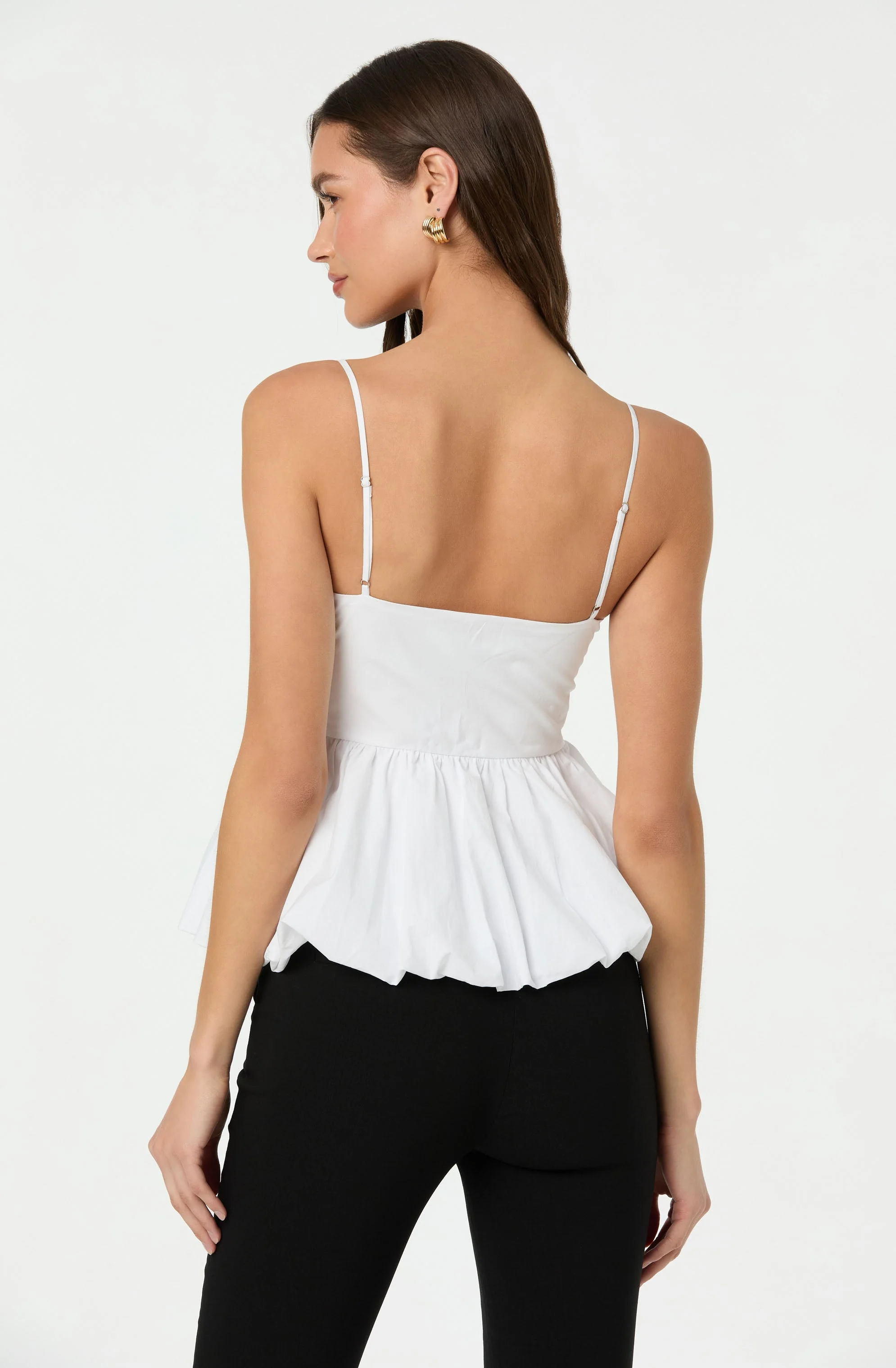 Cutout Bubble Hem Peplum Top - Image 9