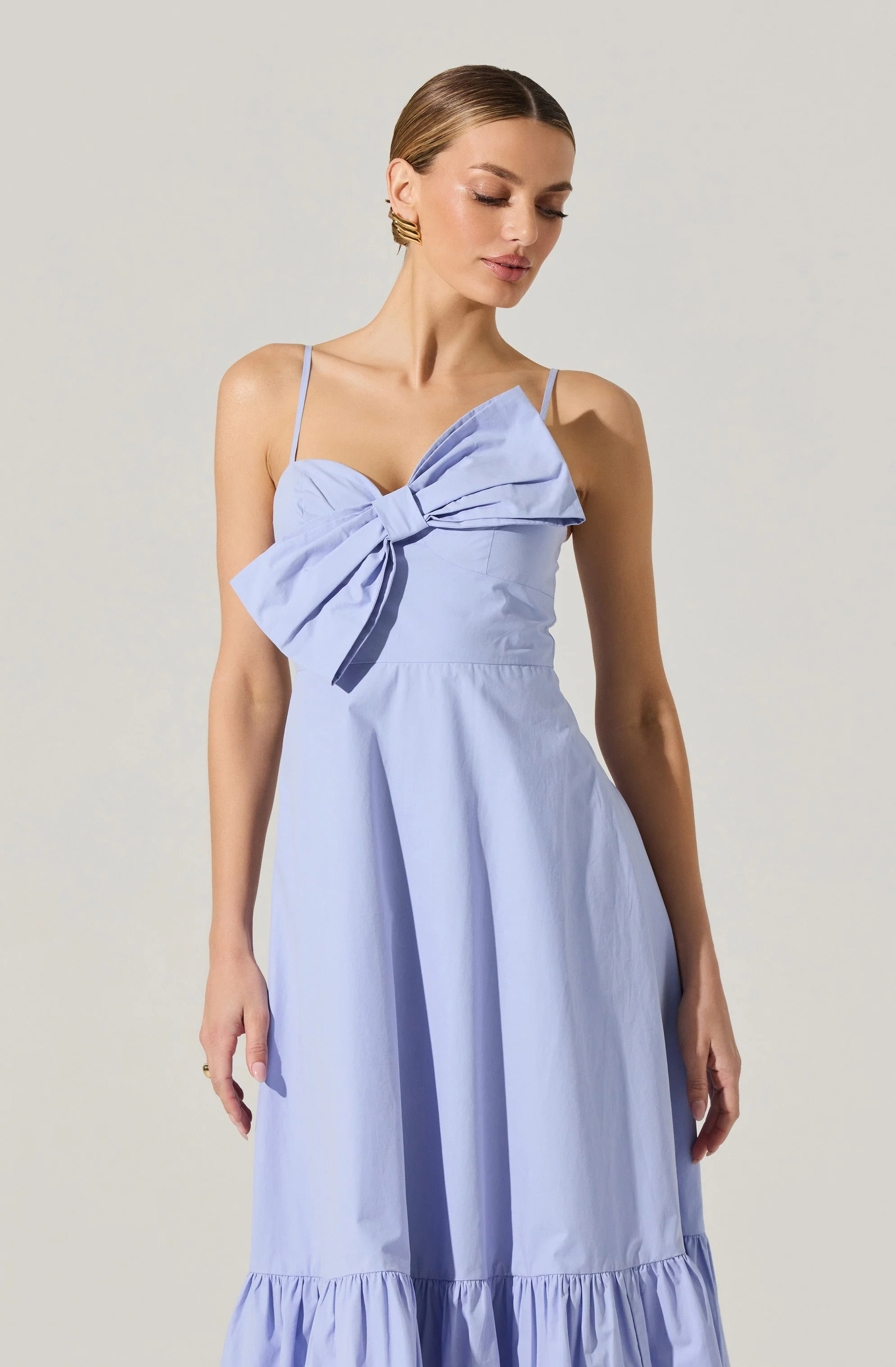 Asymmetrical Bow Midi Dress - Image 2