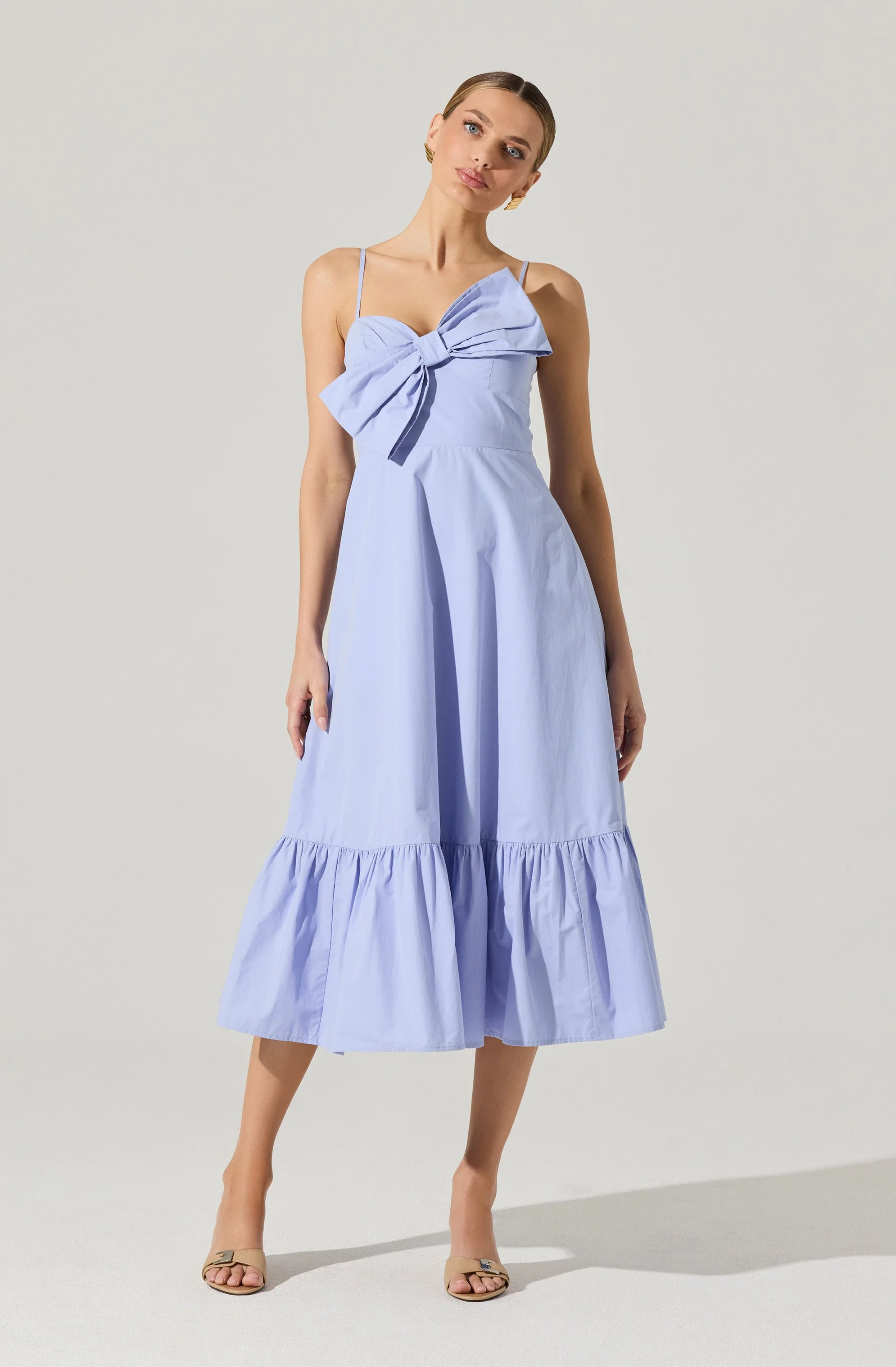 Asymmetrical Bow Midi Dress - Image 6