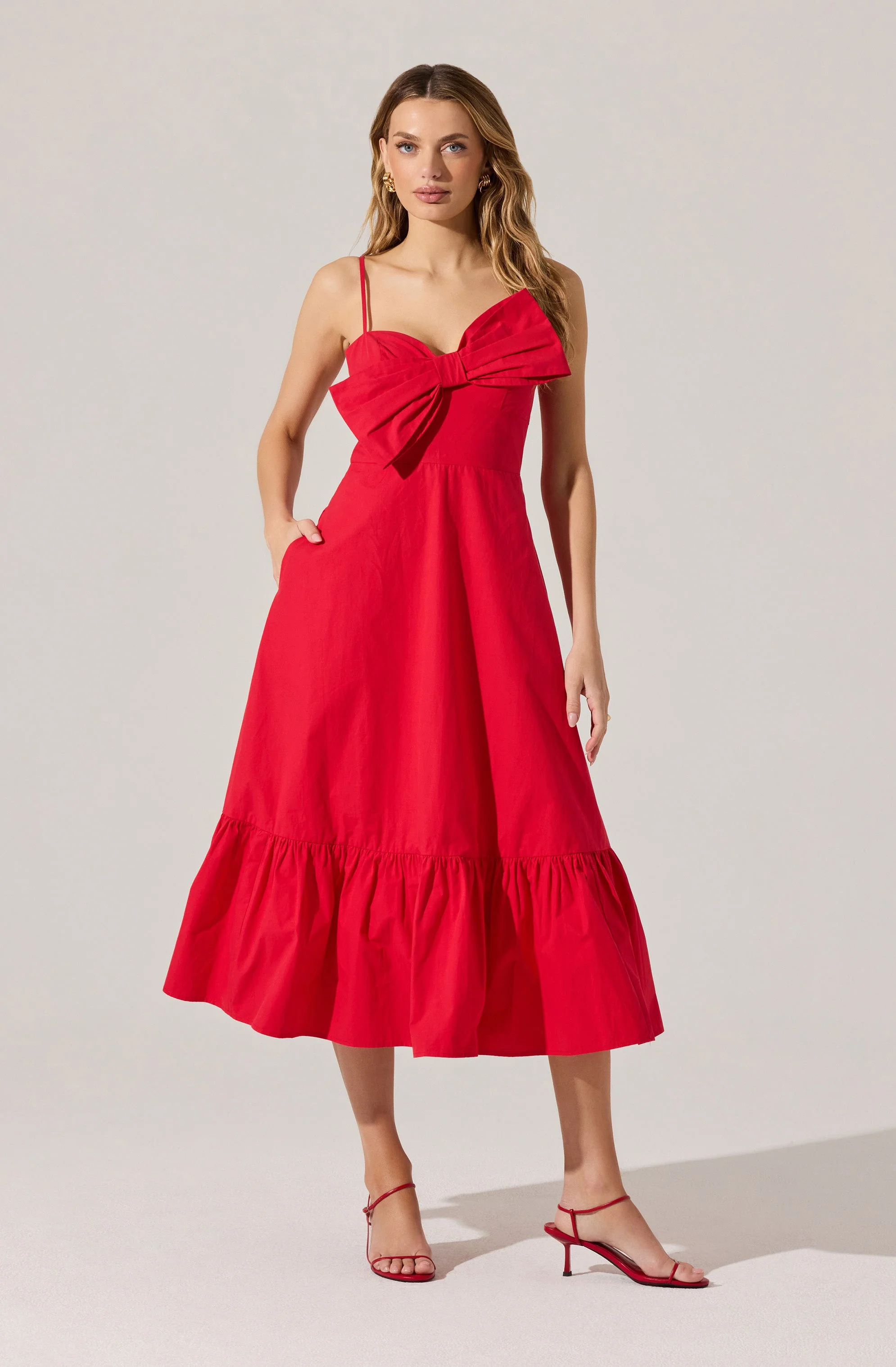Asymmetrical Bow Midi Dress - Image 7