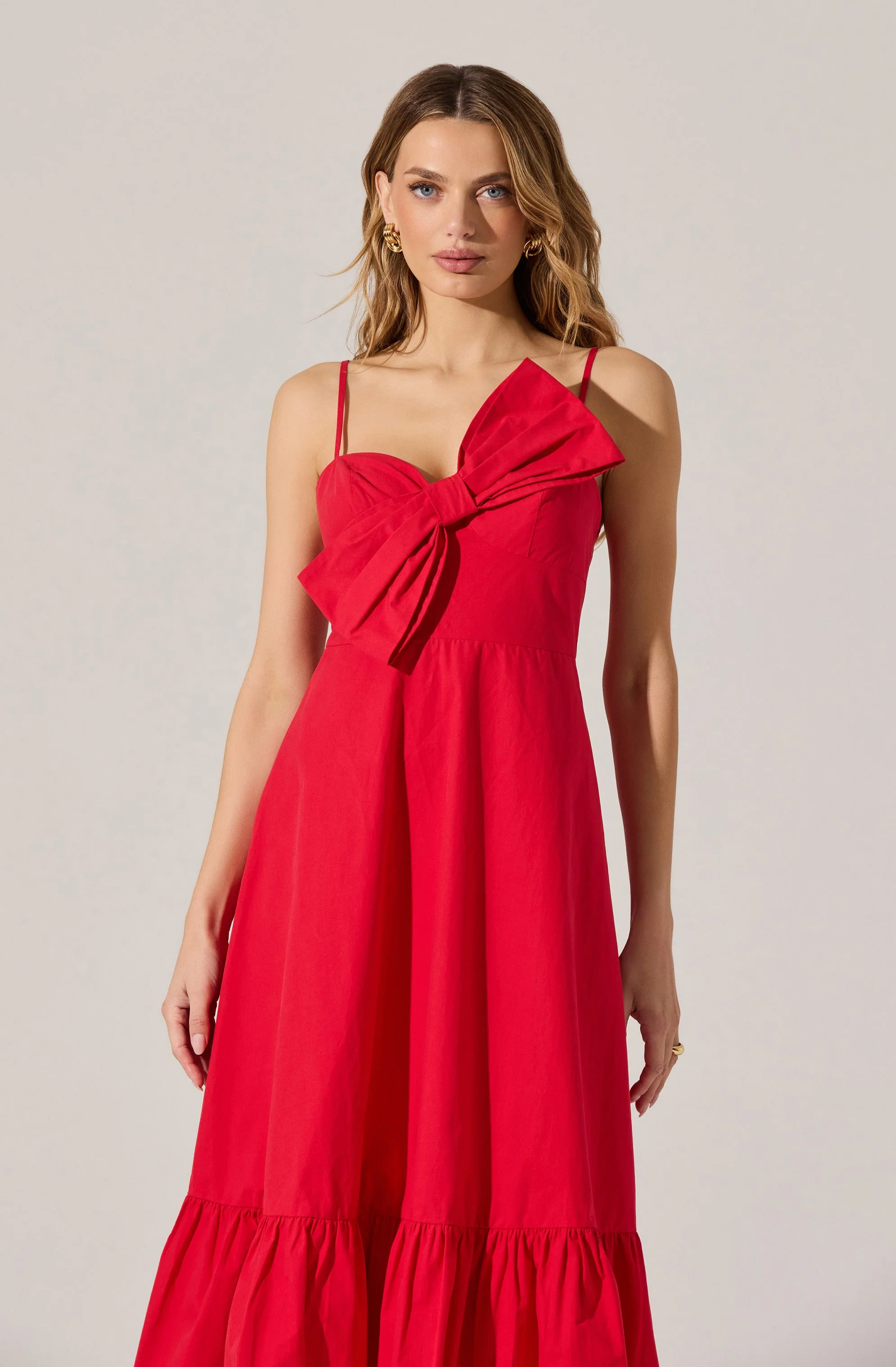 Asymmetrical Bow Midi Dress - Image 8