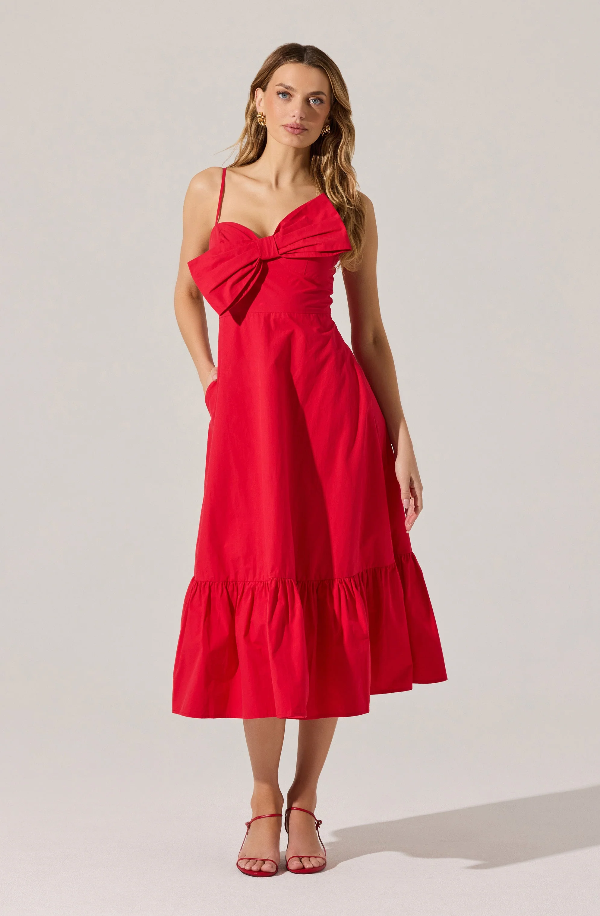Asymmetrical Bow Midi Dress - Image 9