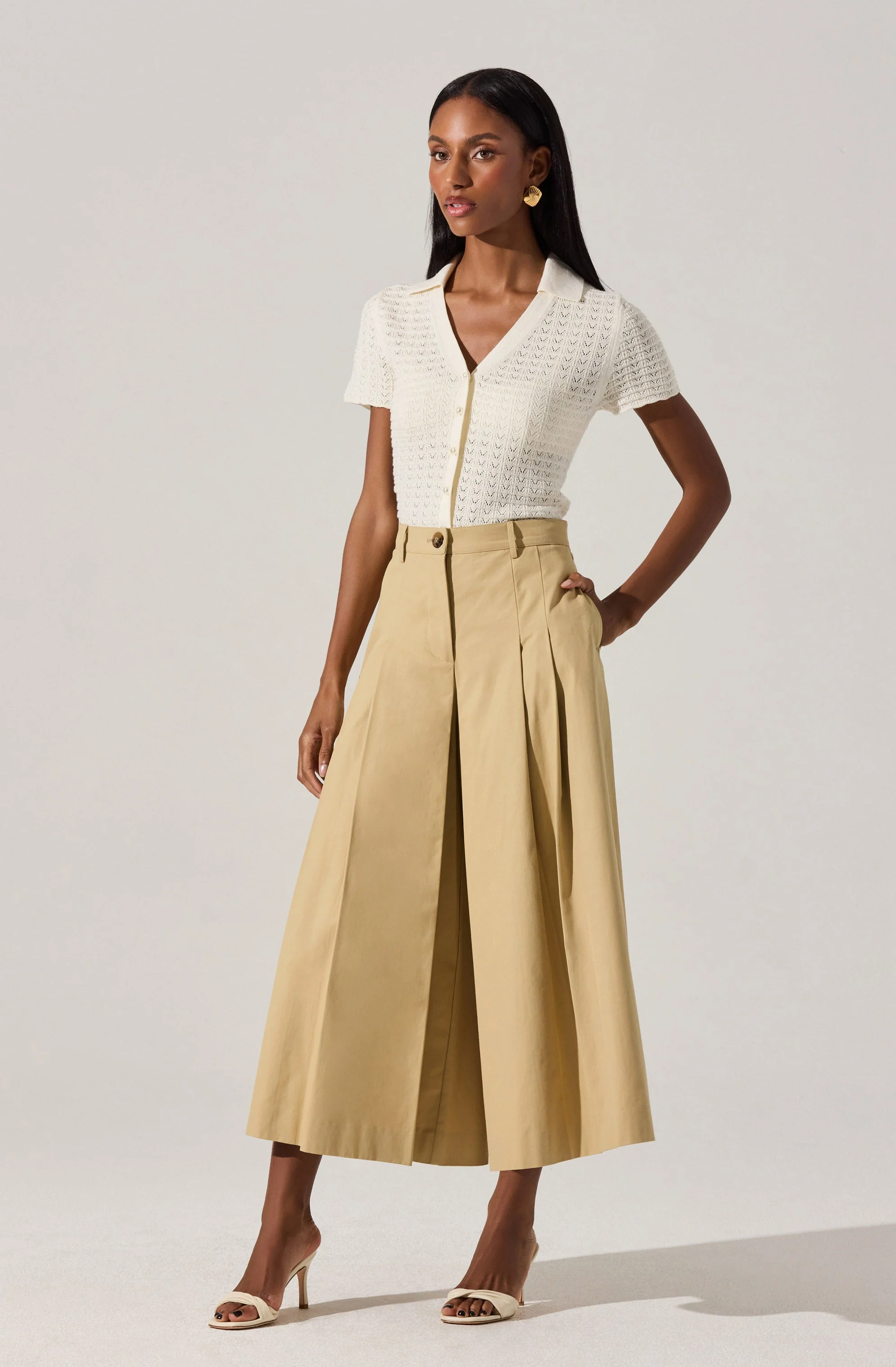 Pearl Polo Pointelle Sweater - Image 2