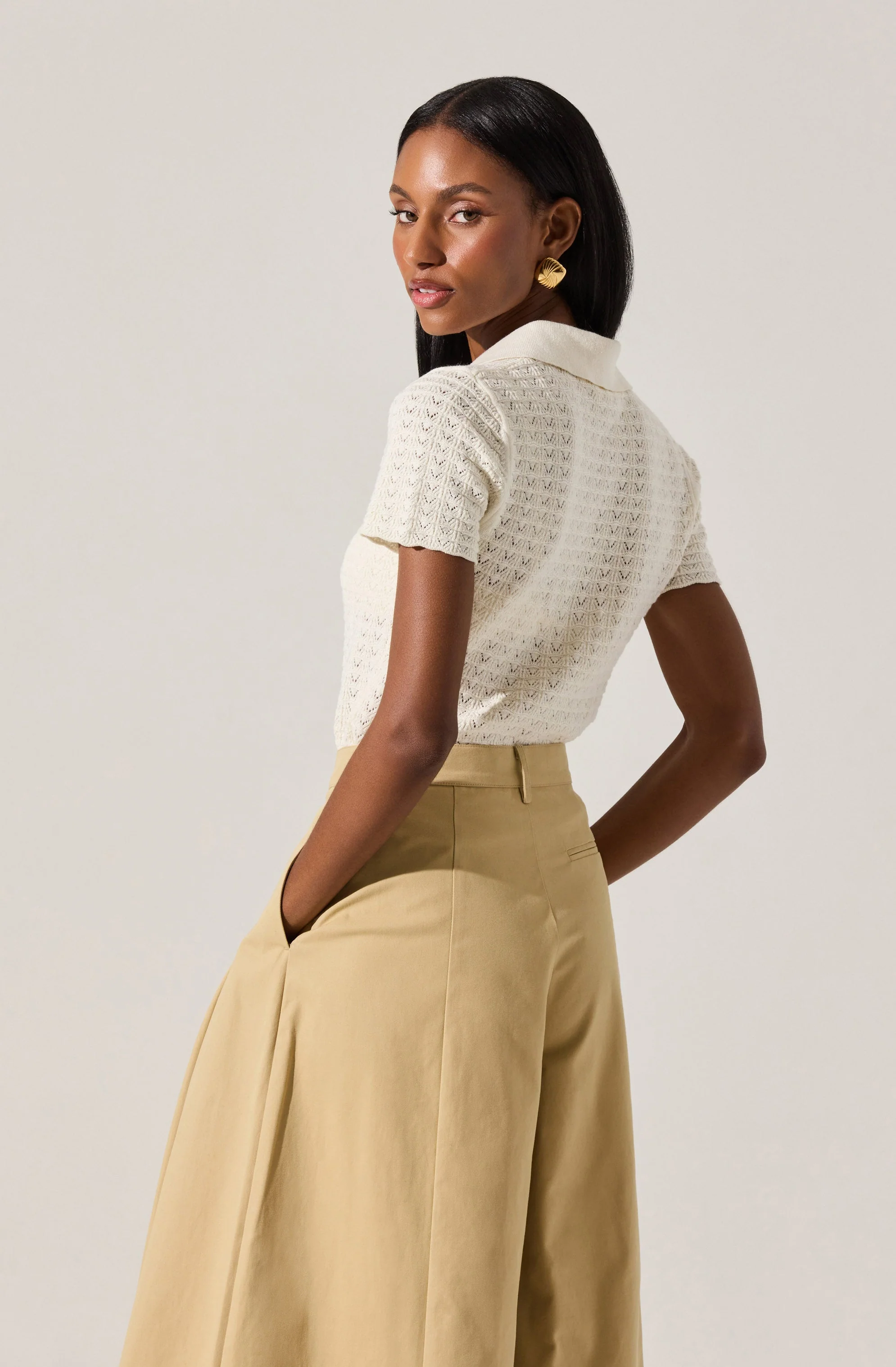 Pearl Polo Pointelle Sweater - Image 3