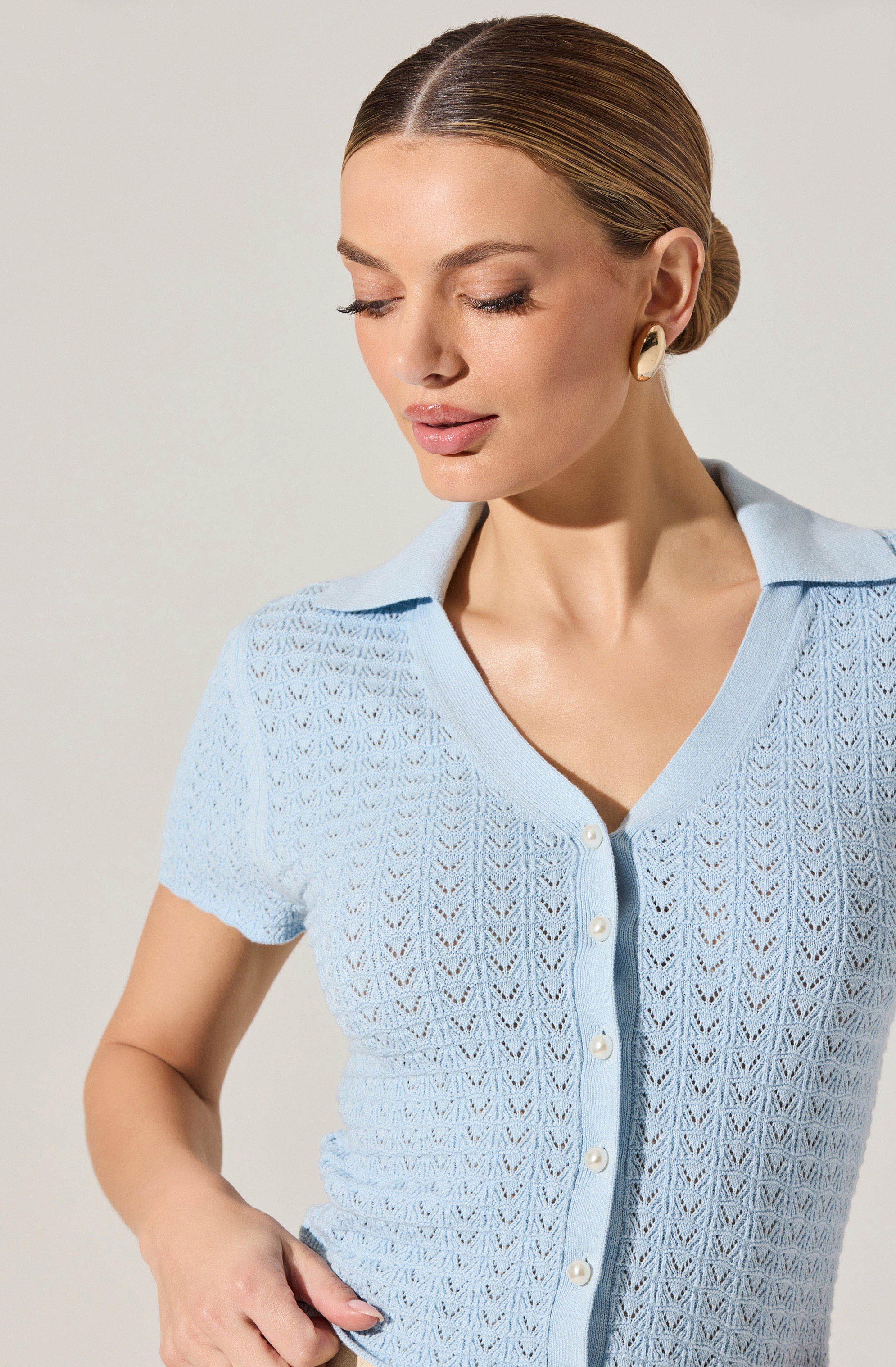 Pearl Polo Pointelle Sweater - Image 7