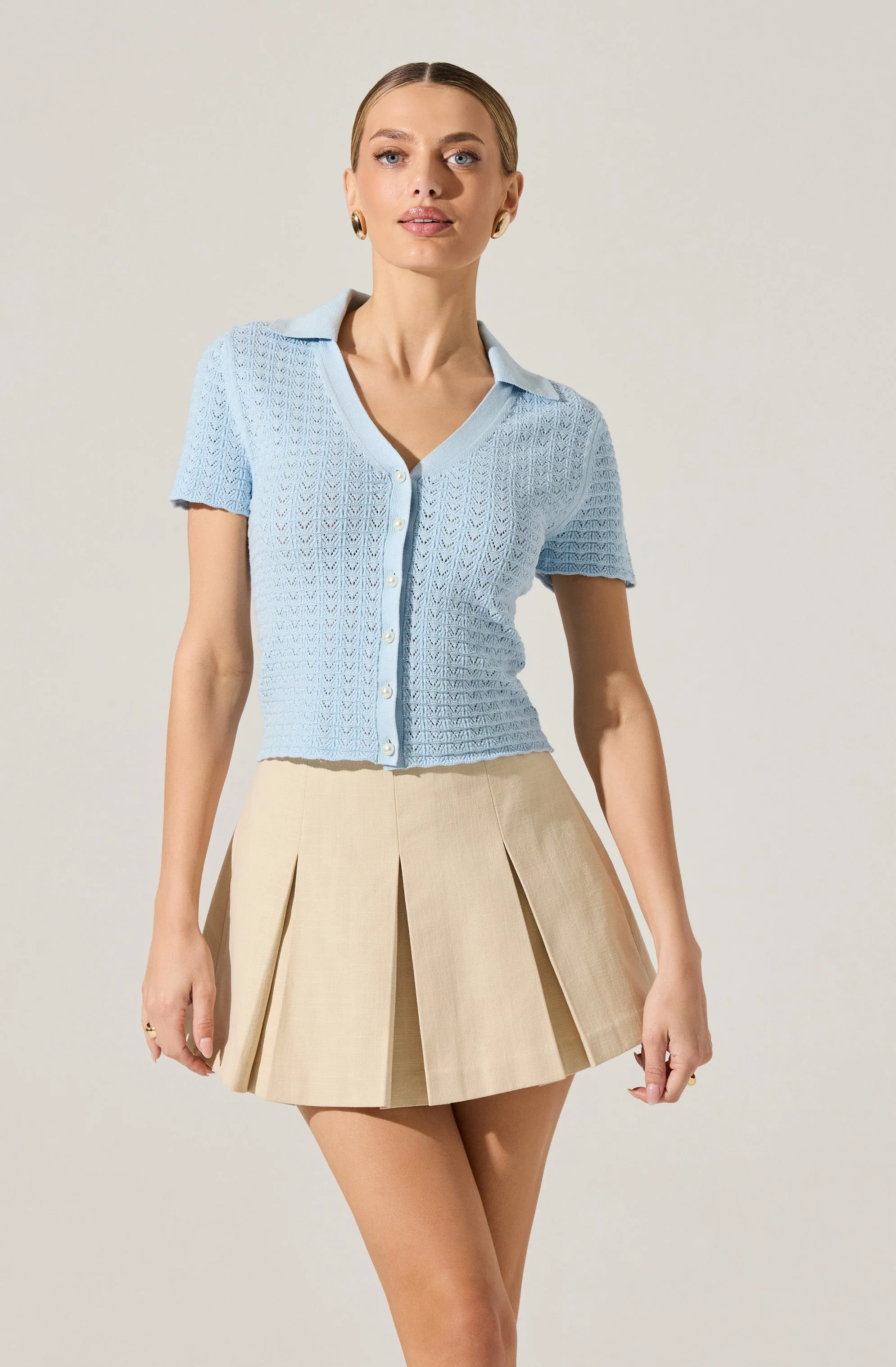 Pearl Polo Pointelle Sweater - Image 9