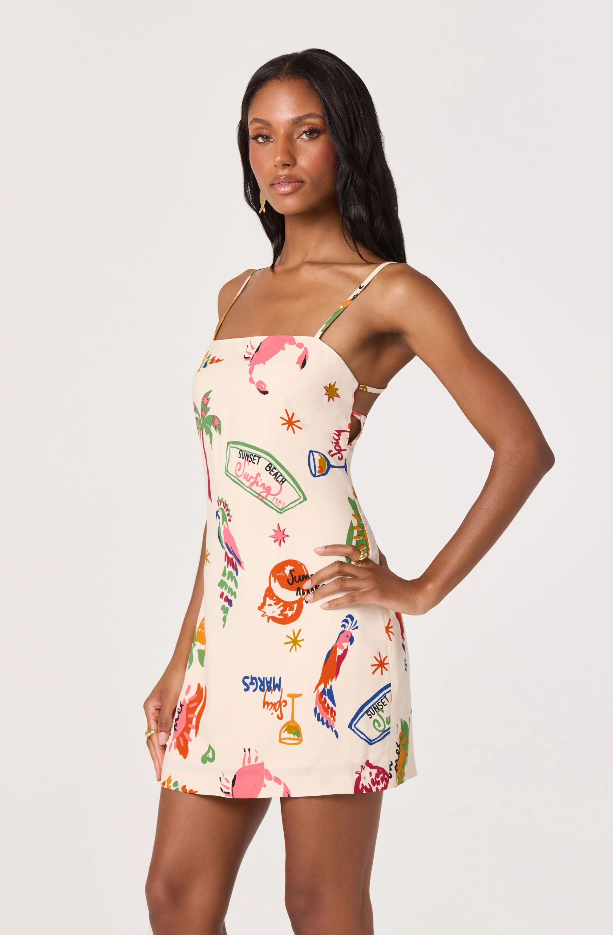 Valencia Novelty Print Open Back Mini Dress - Image 6