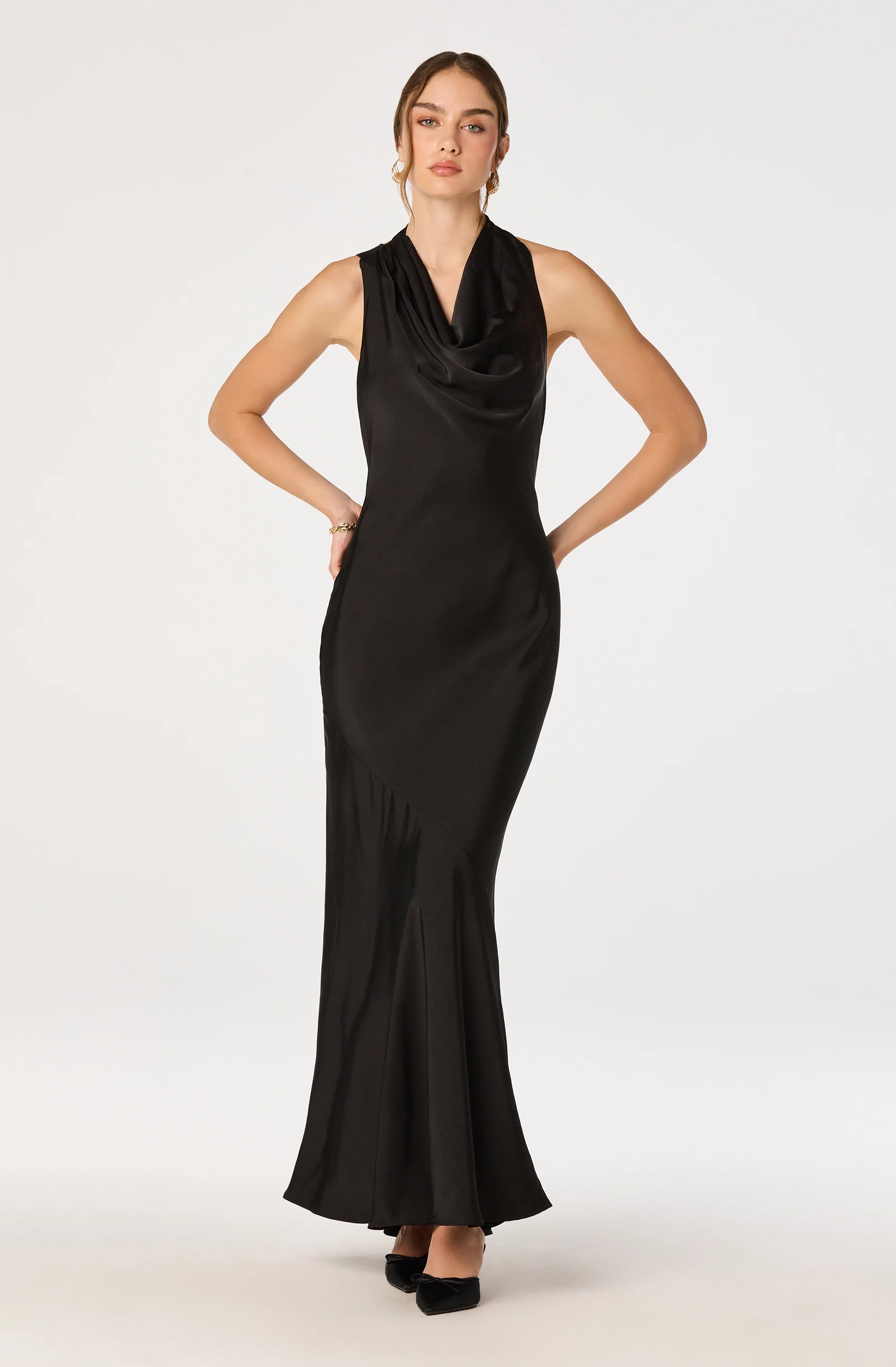 Varya Satin Cowl Neck Maxi Dress - Image 10