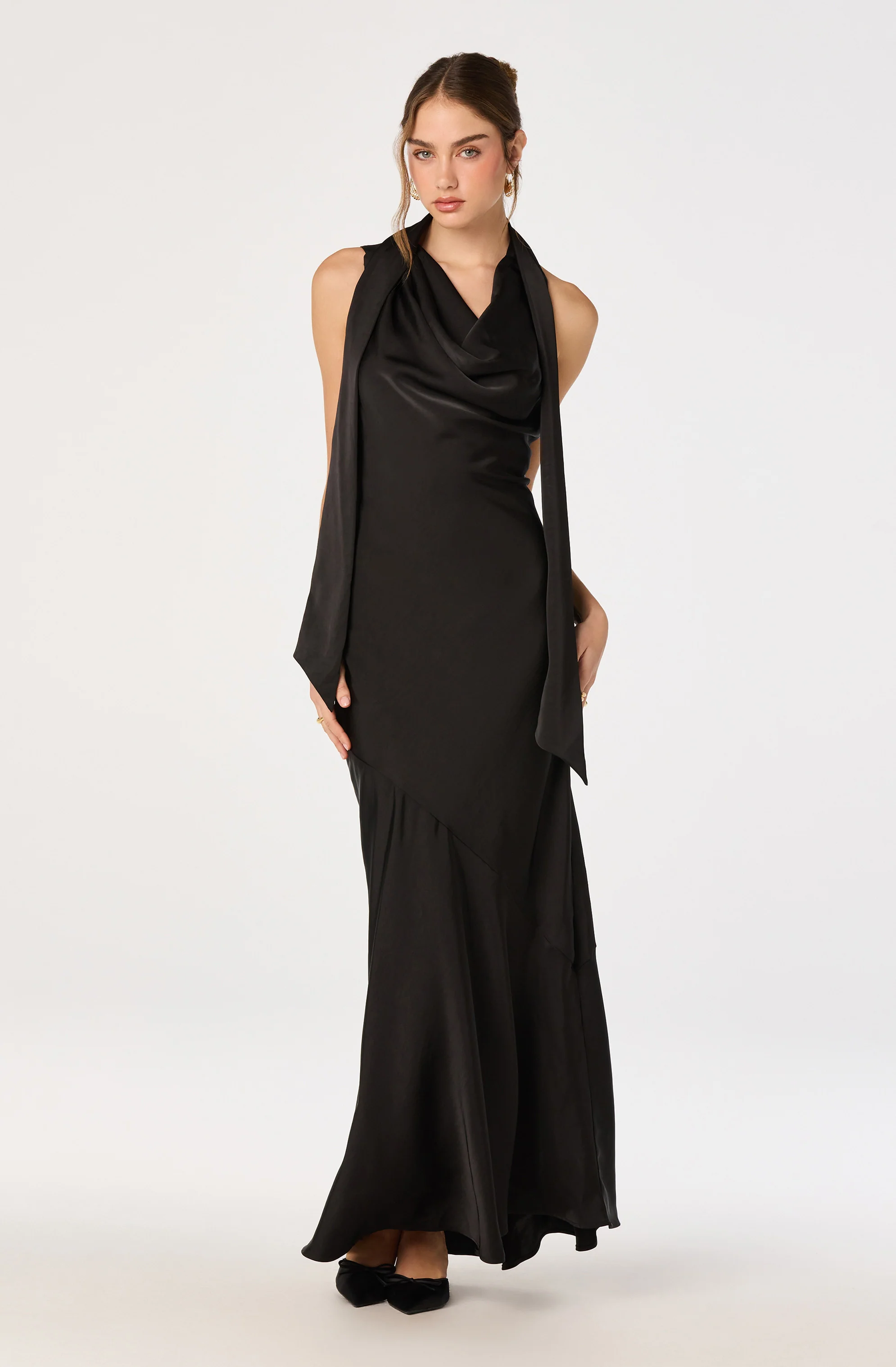 Varya Satin Cowl Neck Maxi Dress - Image 7