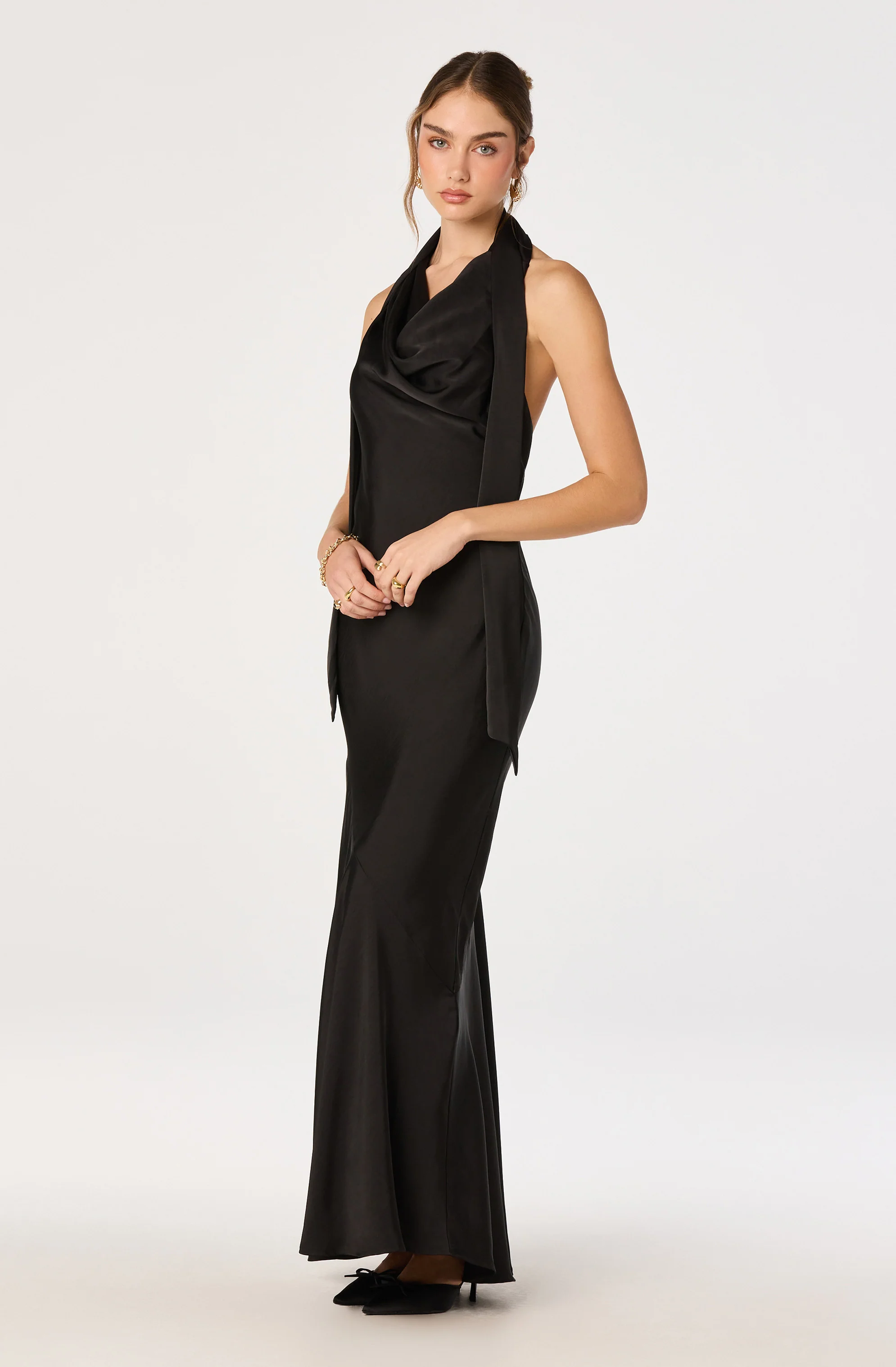 Varya Satin Cowl Neck Maxi Dress - Image 8