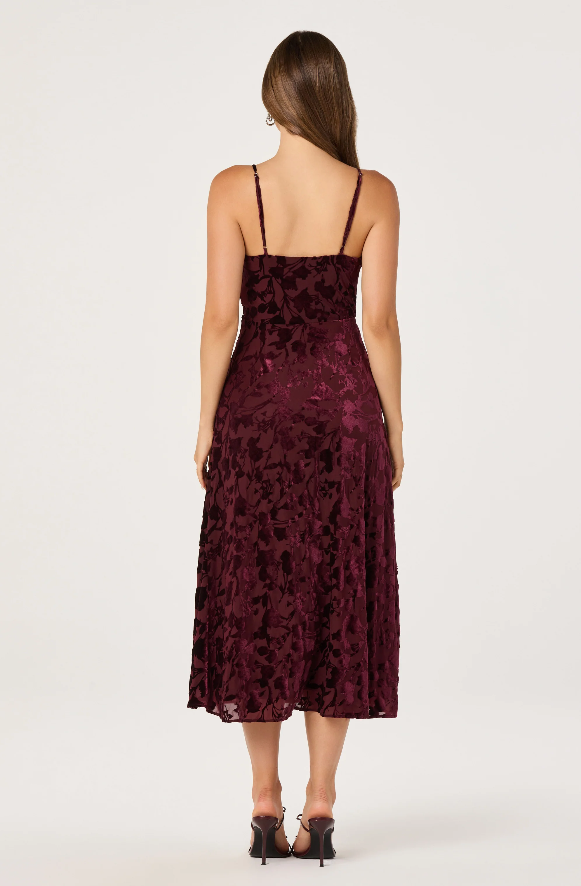 Velvet Floral Burnout Bustier Midi Dress - Image 4