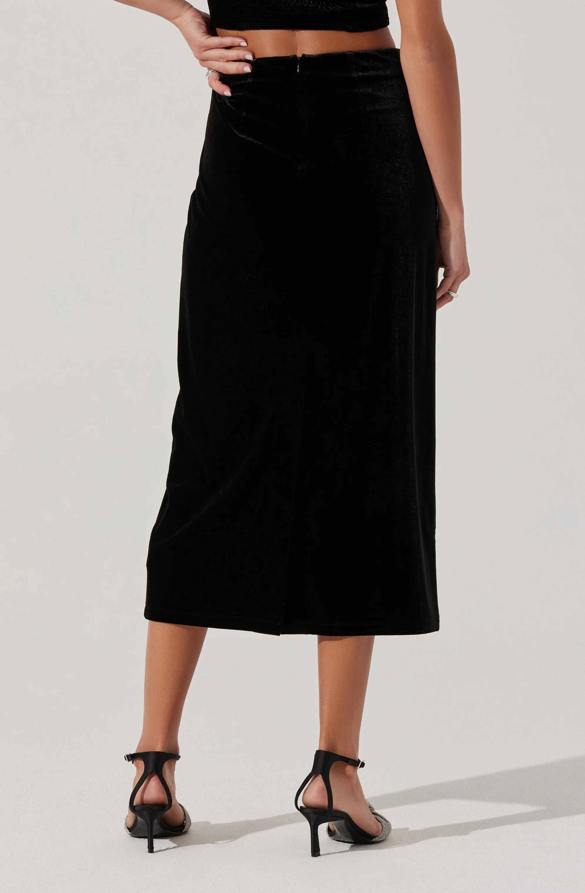 Velvet Midi A-Line Skirt - Image 3