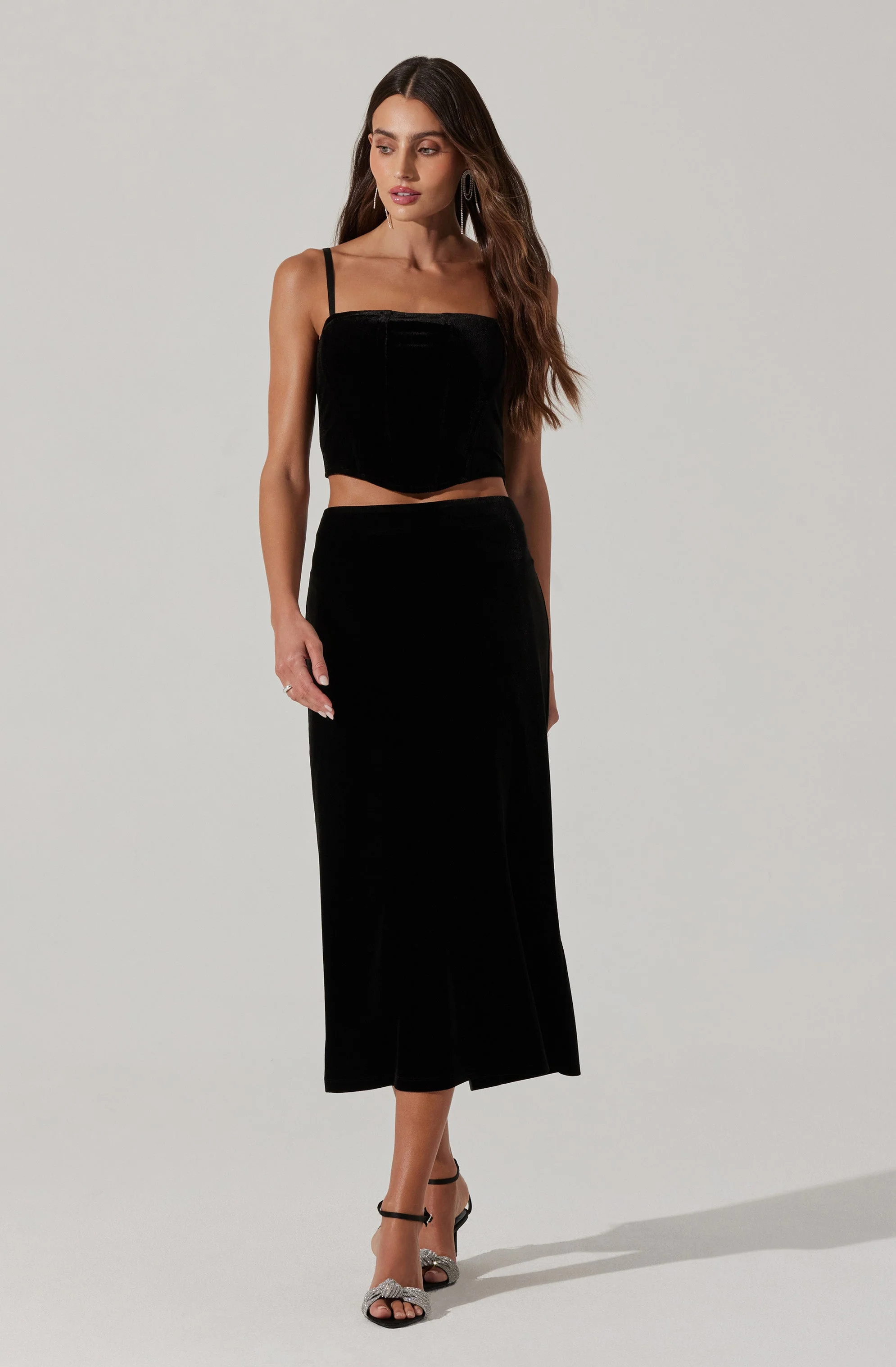 Velvet Midi A-Line Skirt - Image 4