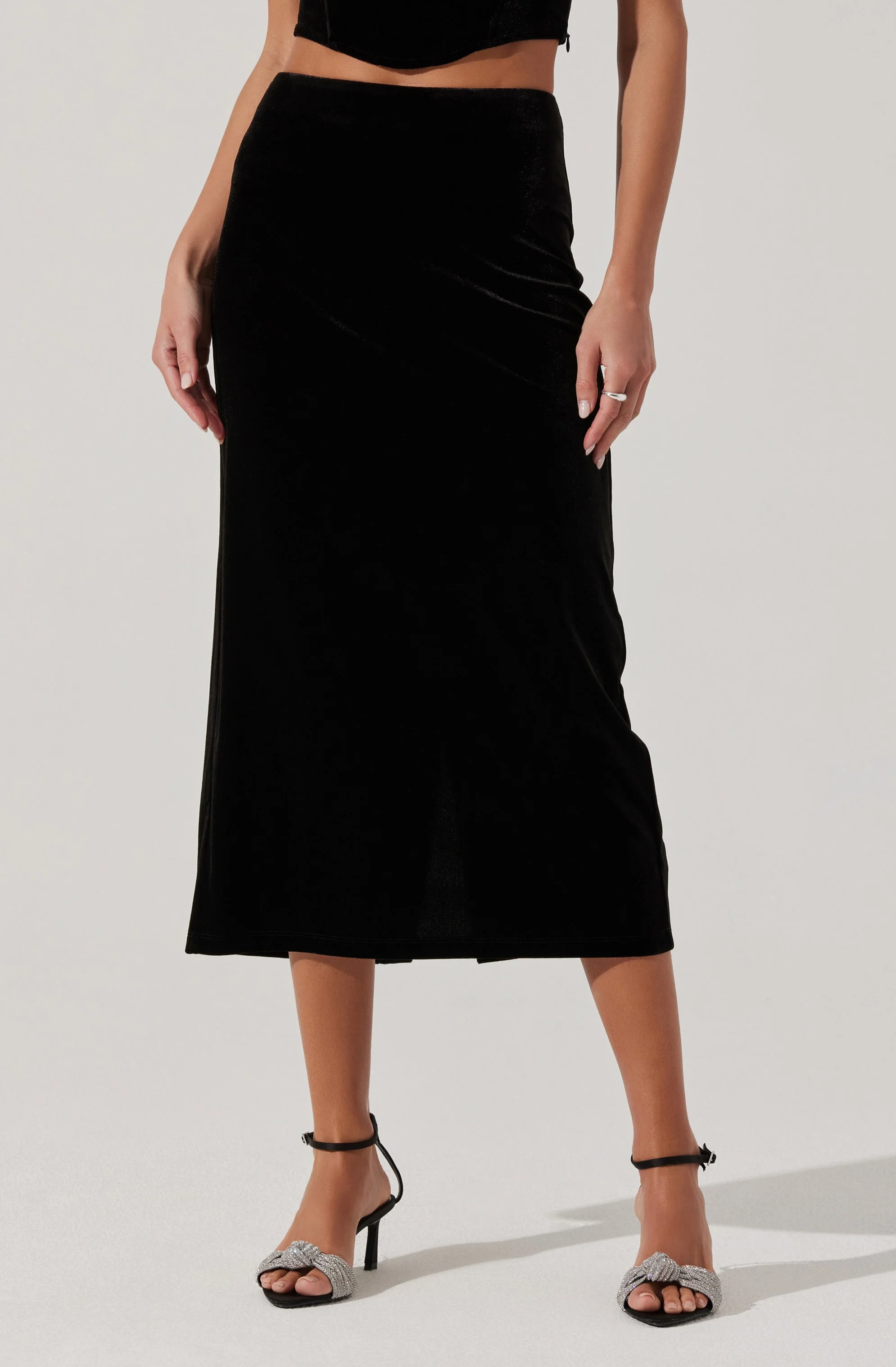 Velvet Midi A-Line Skirt - Image 6