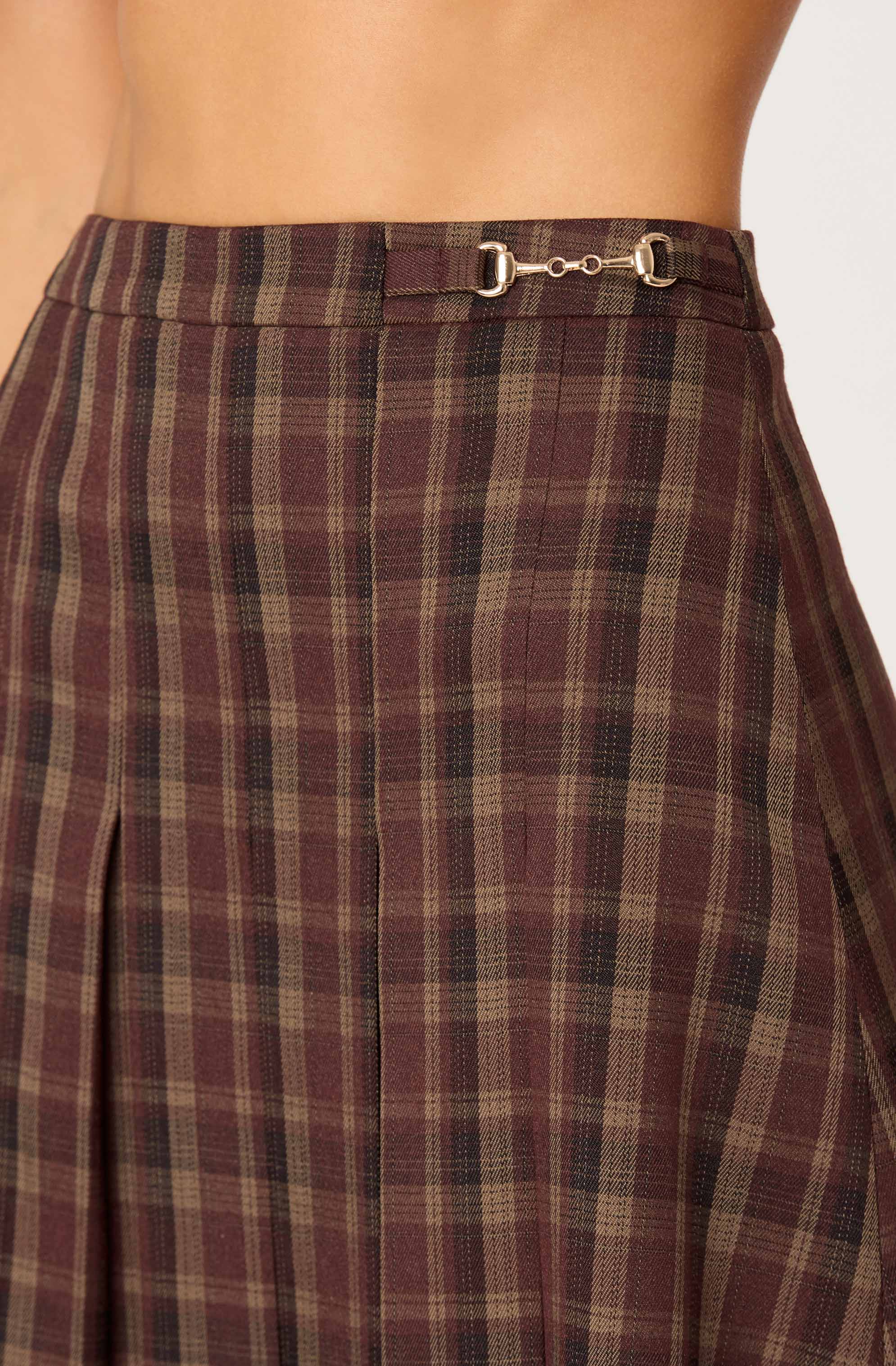 Vena Pleated Plaid Midi Skirt - Image 3