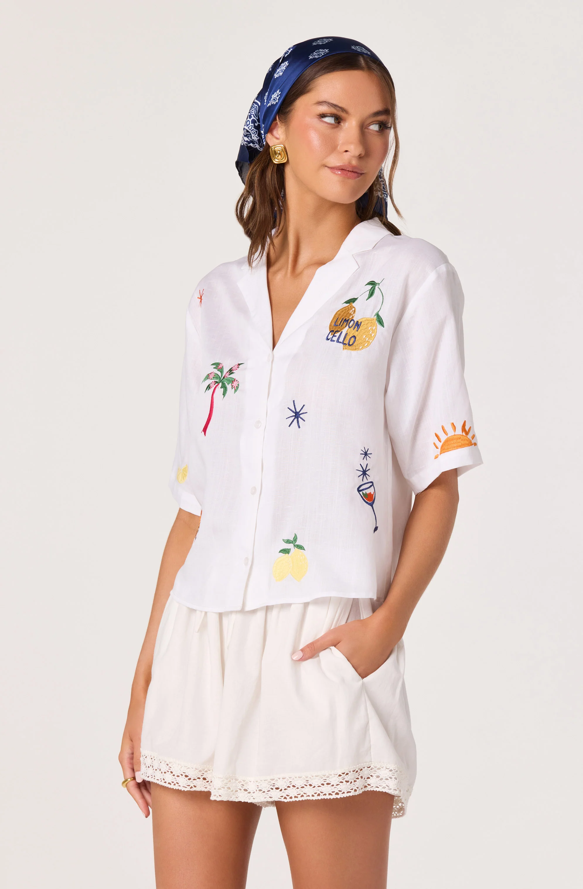 Vesa Embroidered Linen Button-Up Top - Image 3