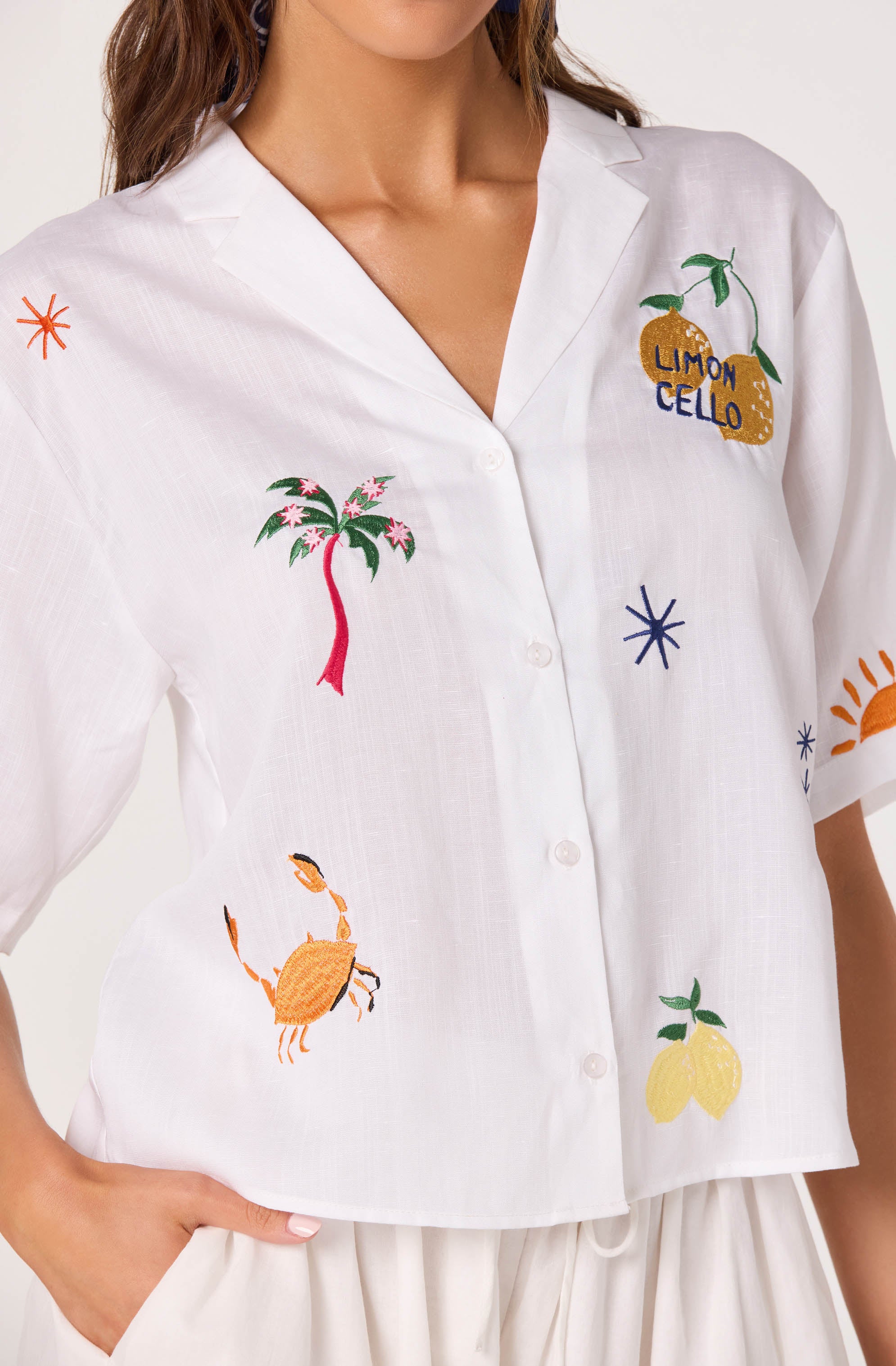 Vesa Embroidered Linen Button-Up Top - Image 5