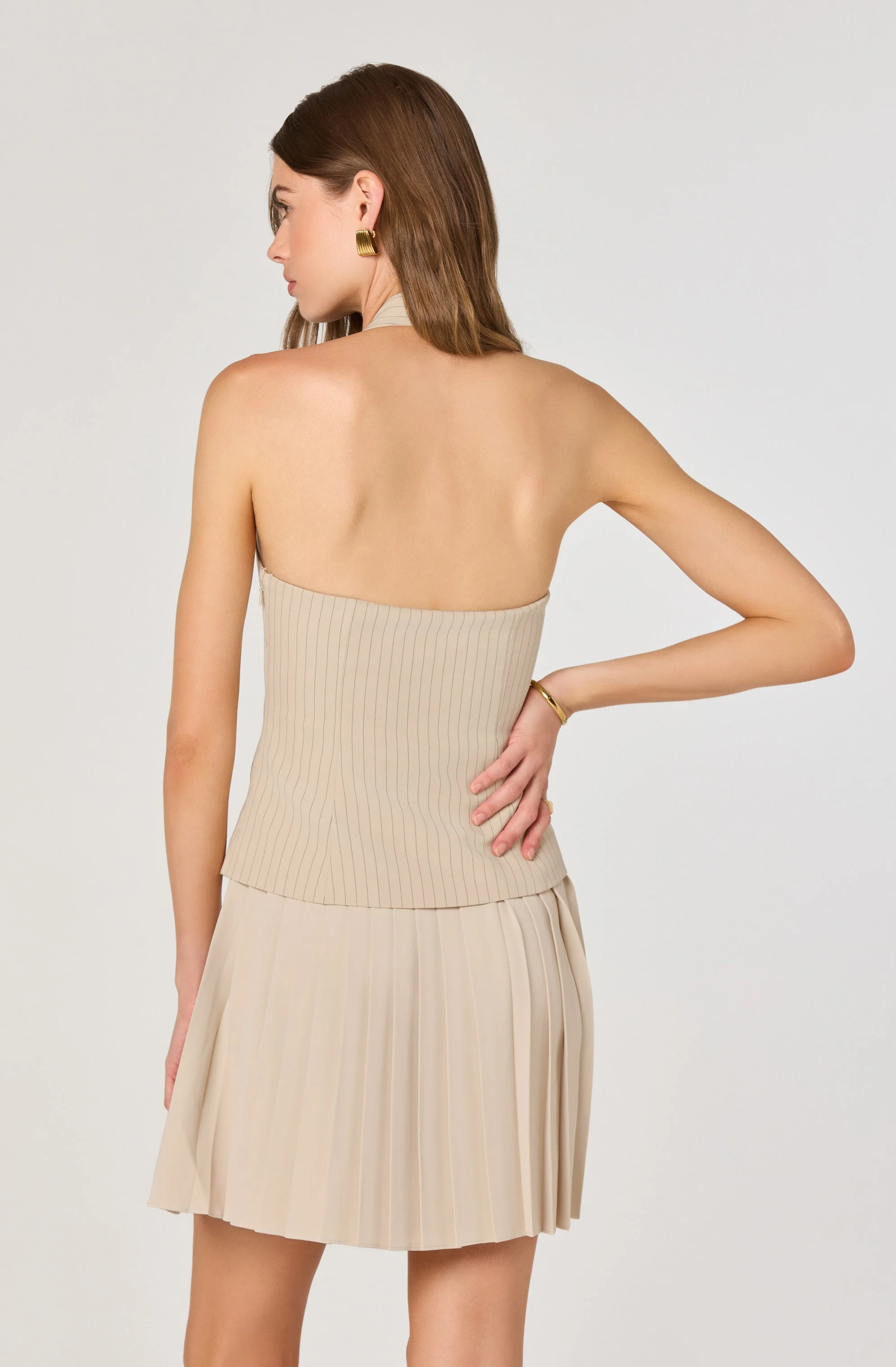 Halter Vest Pleated Mini Dress - Image 3