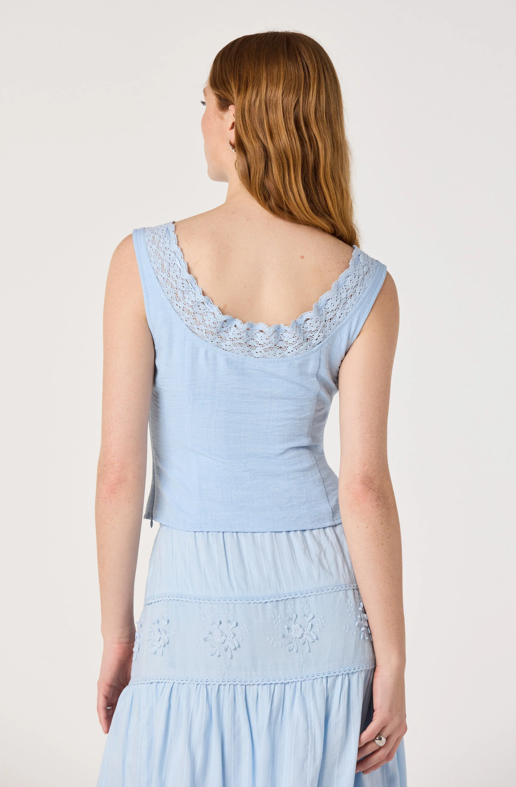 Victoria Crochet Trim Button-Front Top - Image 4