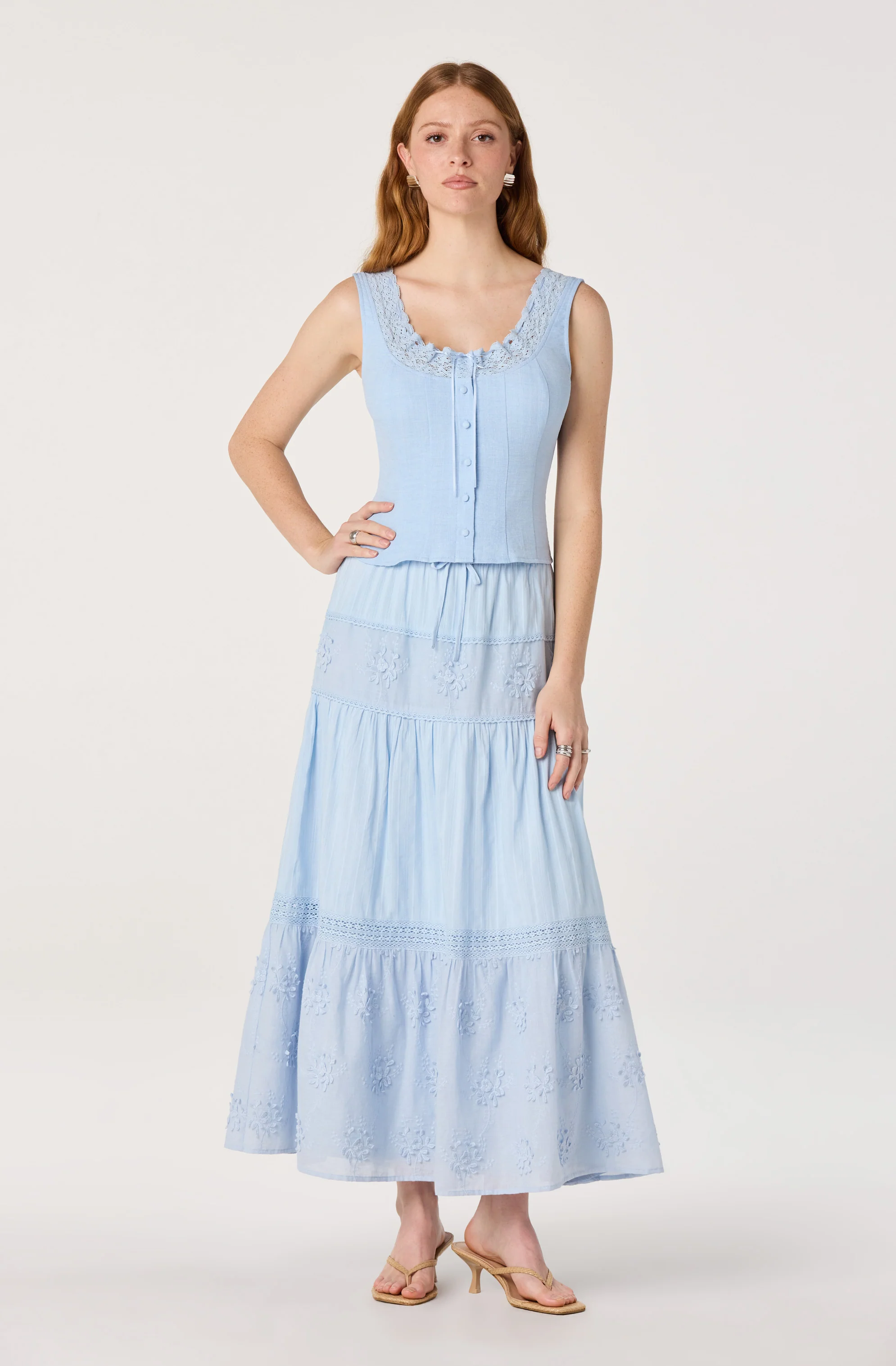 Victoria Crochet Trim Button-Front Top - Image 6