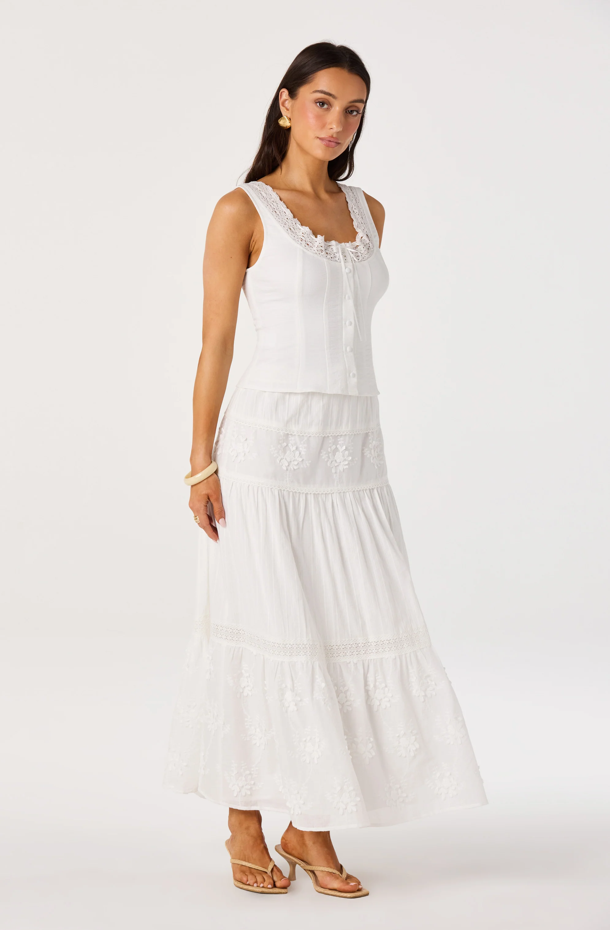 Victoria Crochet Trim Button-Front Top - Image 8