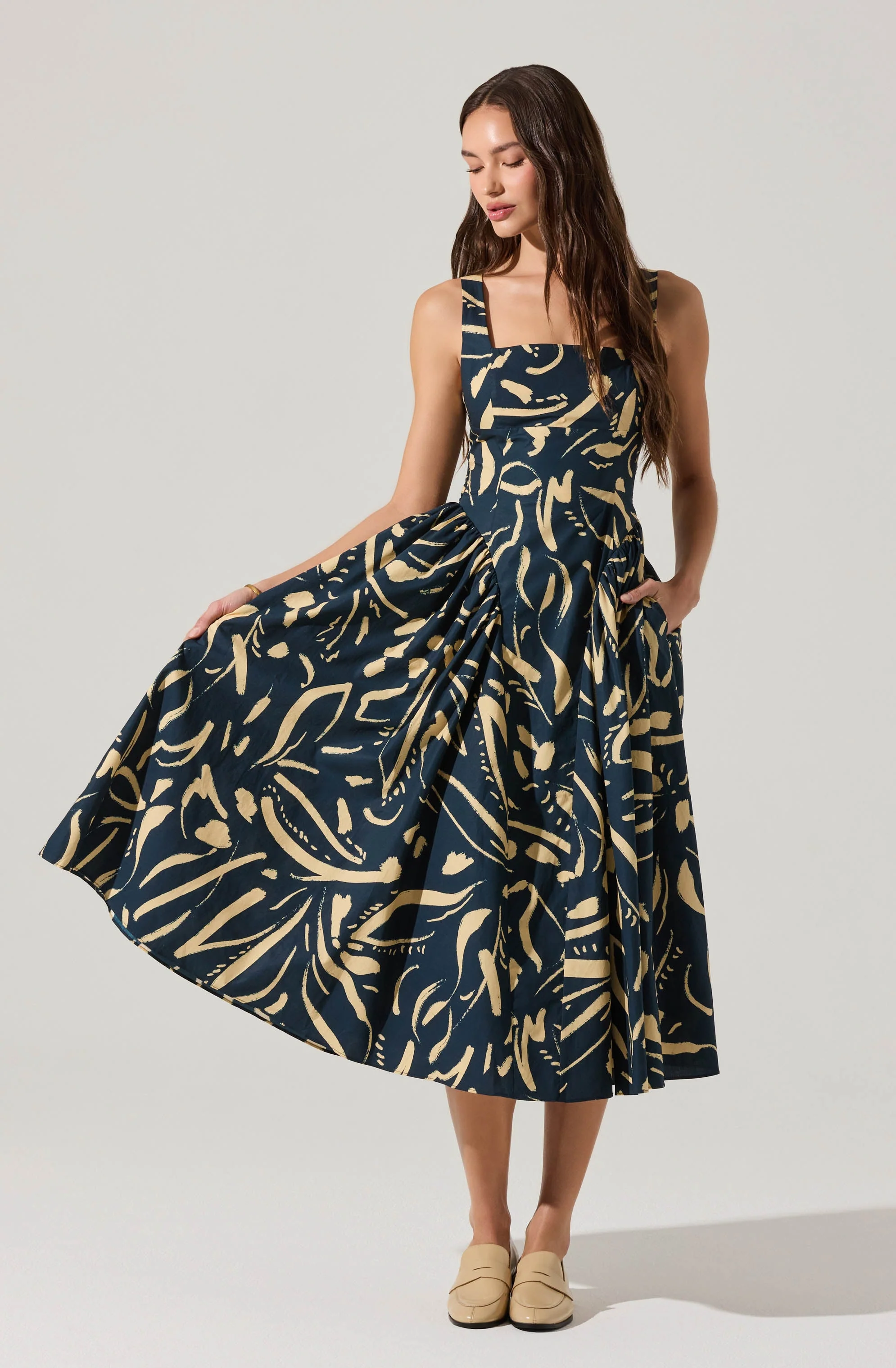 Vinya Drop Waist Midi Dress - Image 5