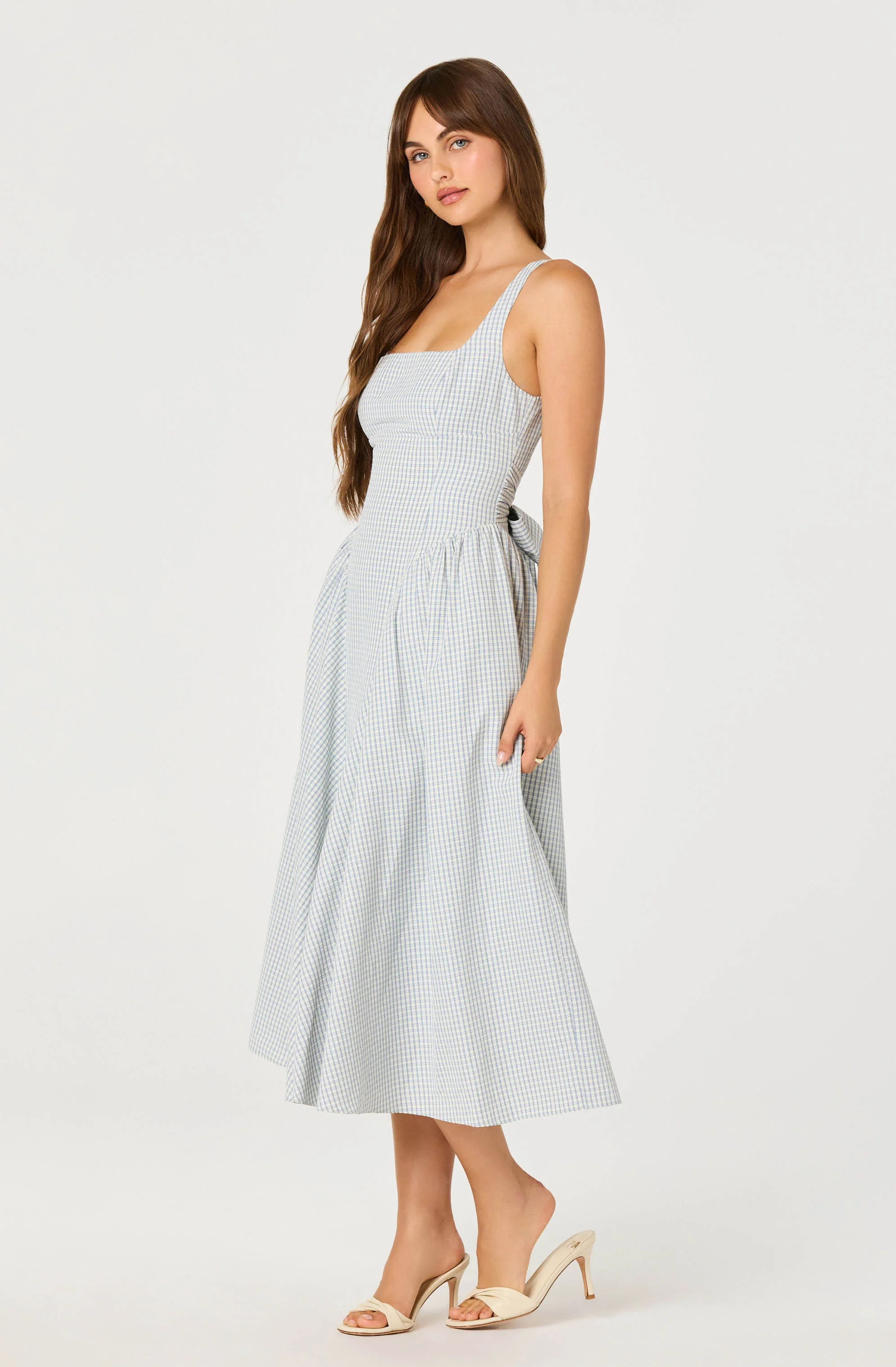 Vinya Plaid Bow-Back Midi Dress - Image 2