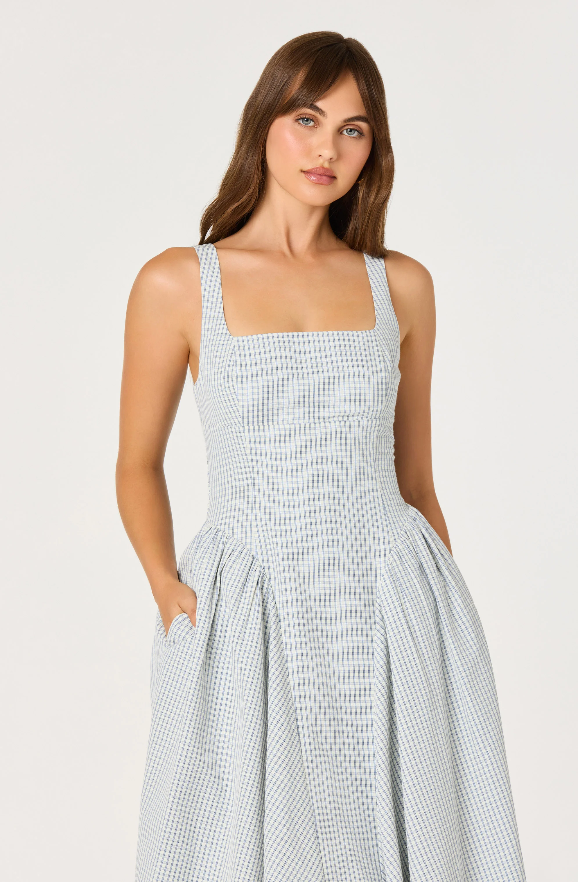 Vinya Plaid Bow-Back Midi Dress - Image 3