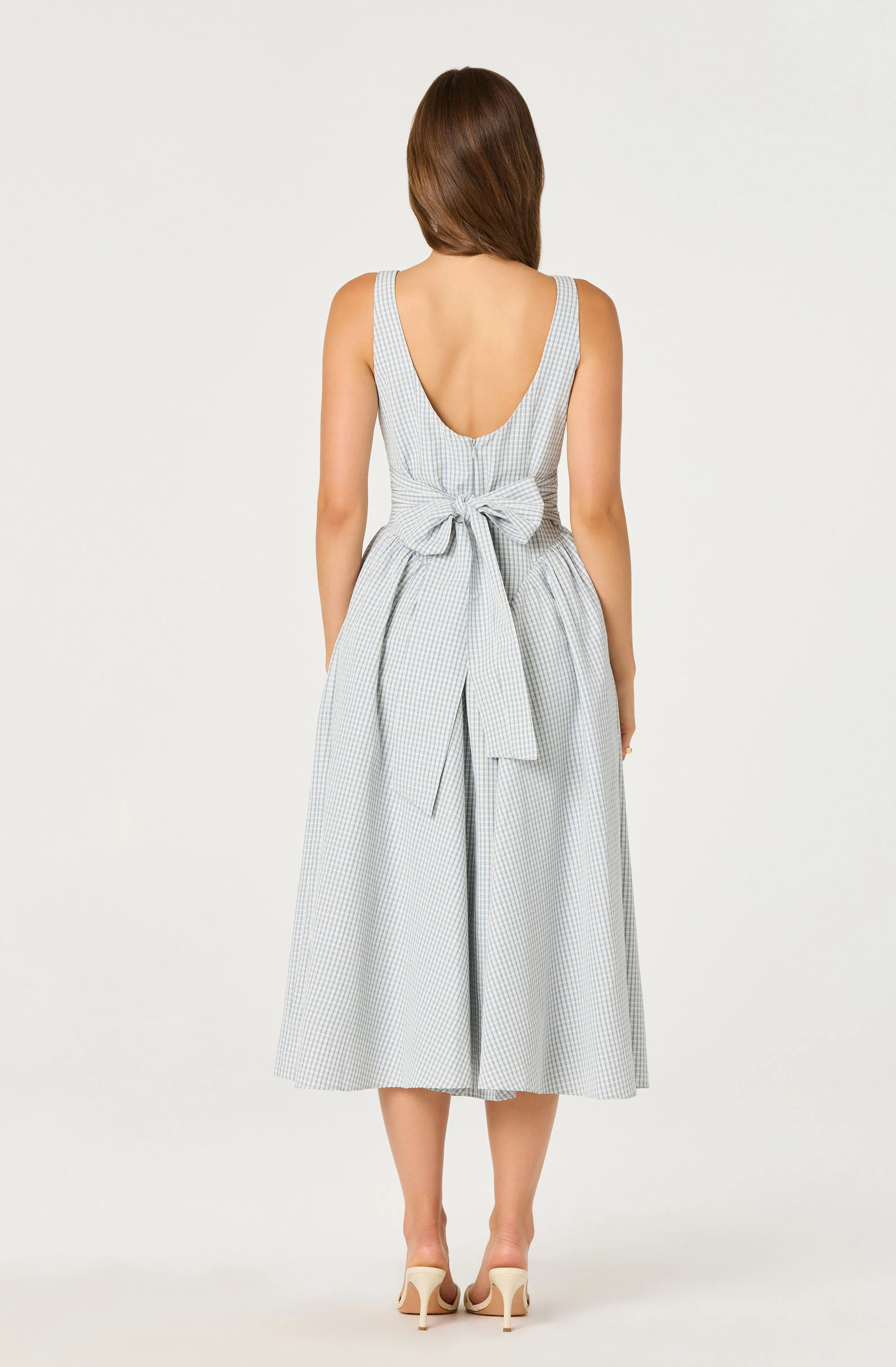 Vinya Plaid Bow-Back Midi Dress - Image 5