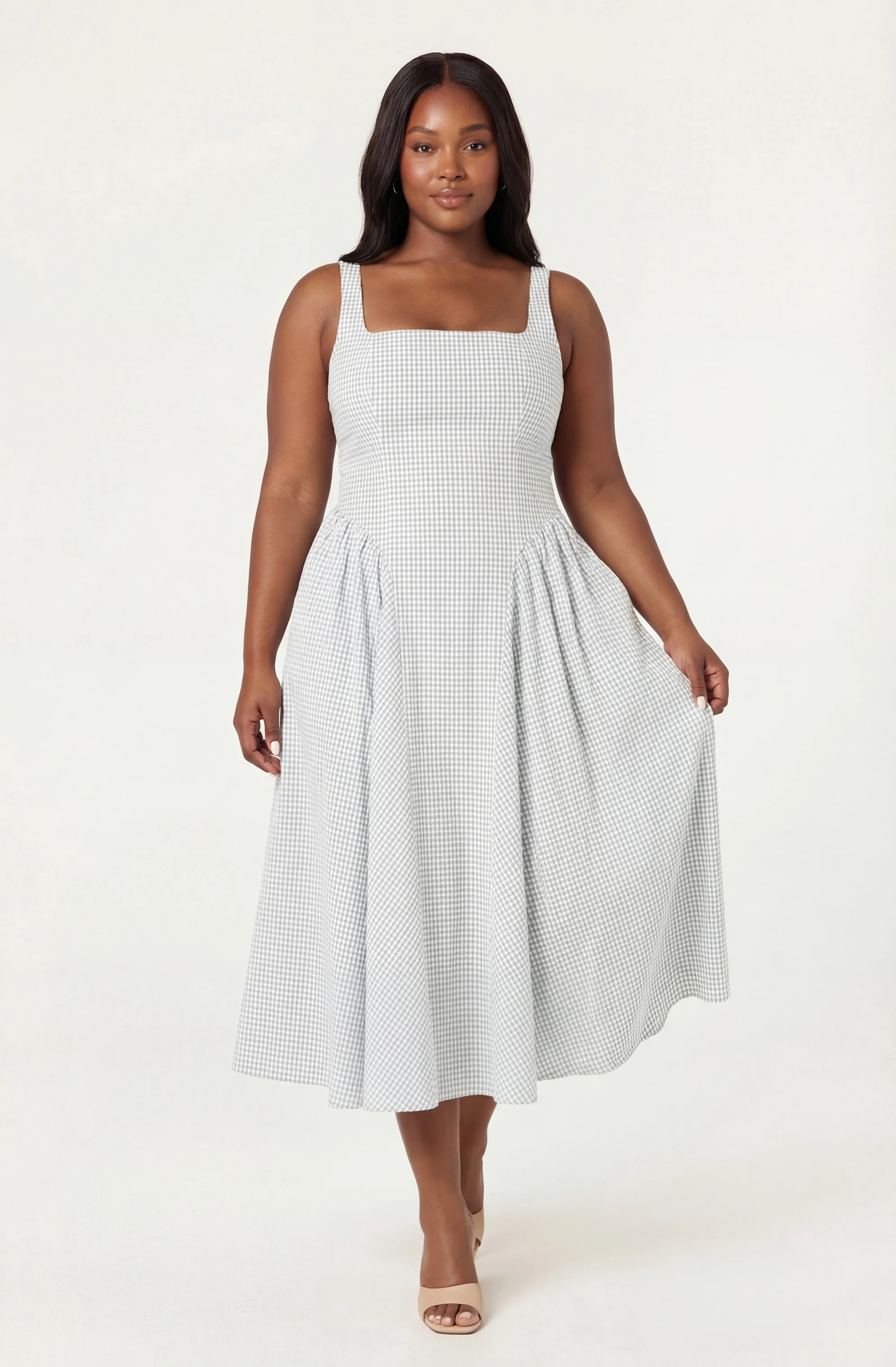 Vinya Plaid Bow-Back Midi Dress - Image 8