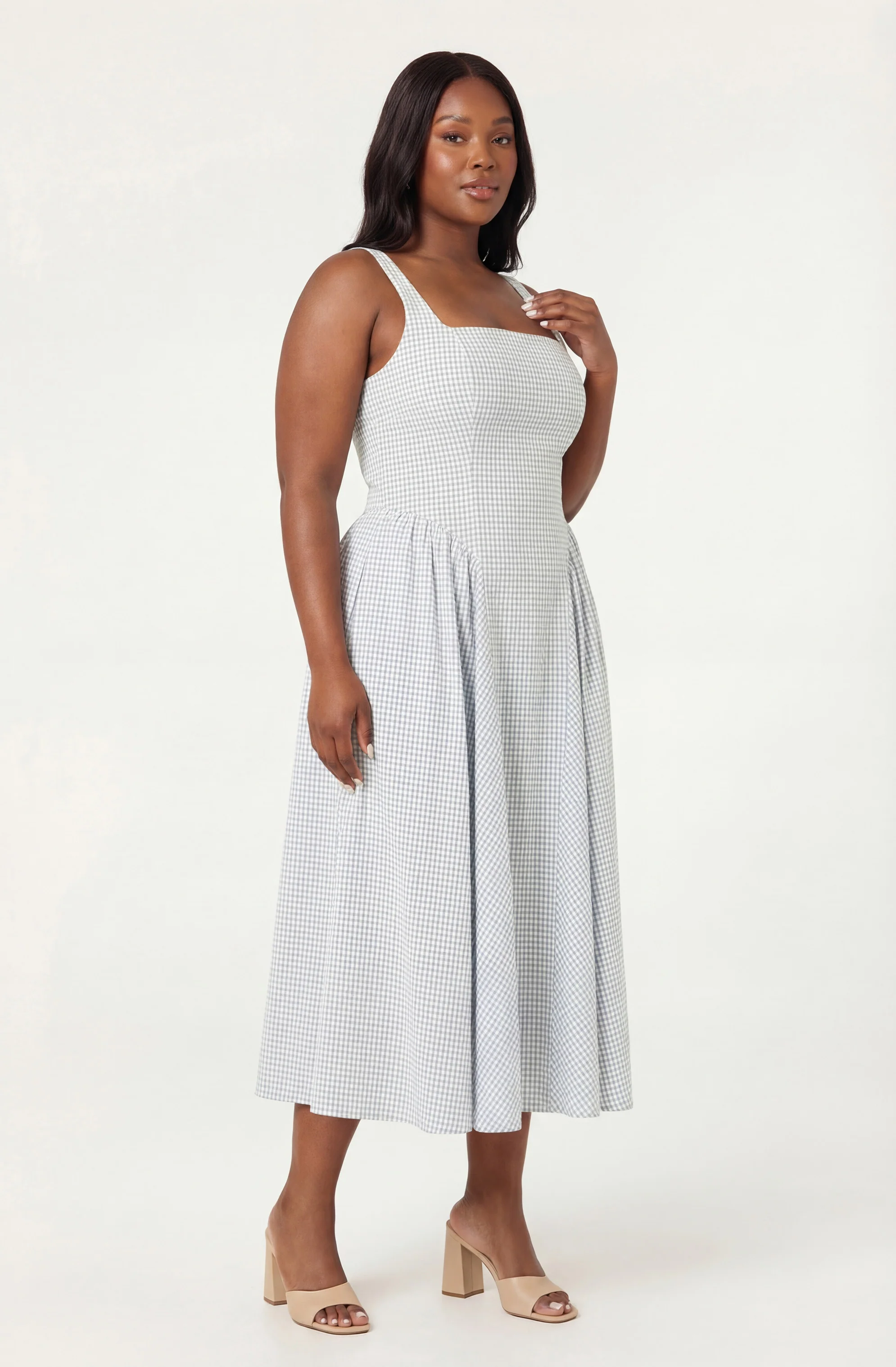 Vinya Plaid Bow-Back Midi Dress - Image 9