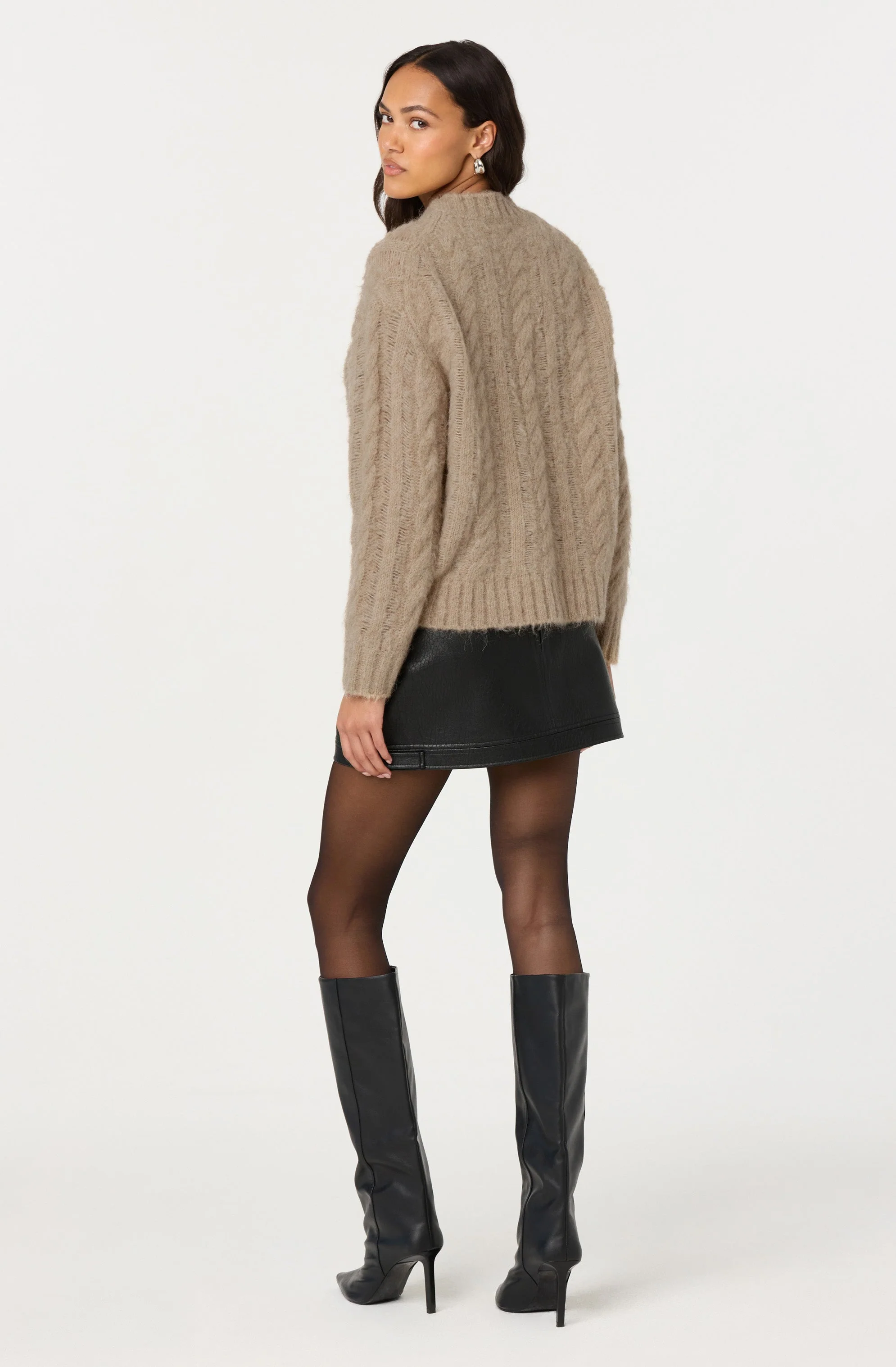 Violetta Cable Knit Crewneck Sweater - Image 11