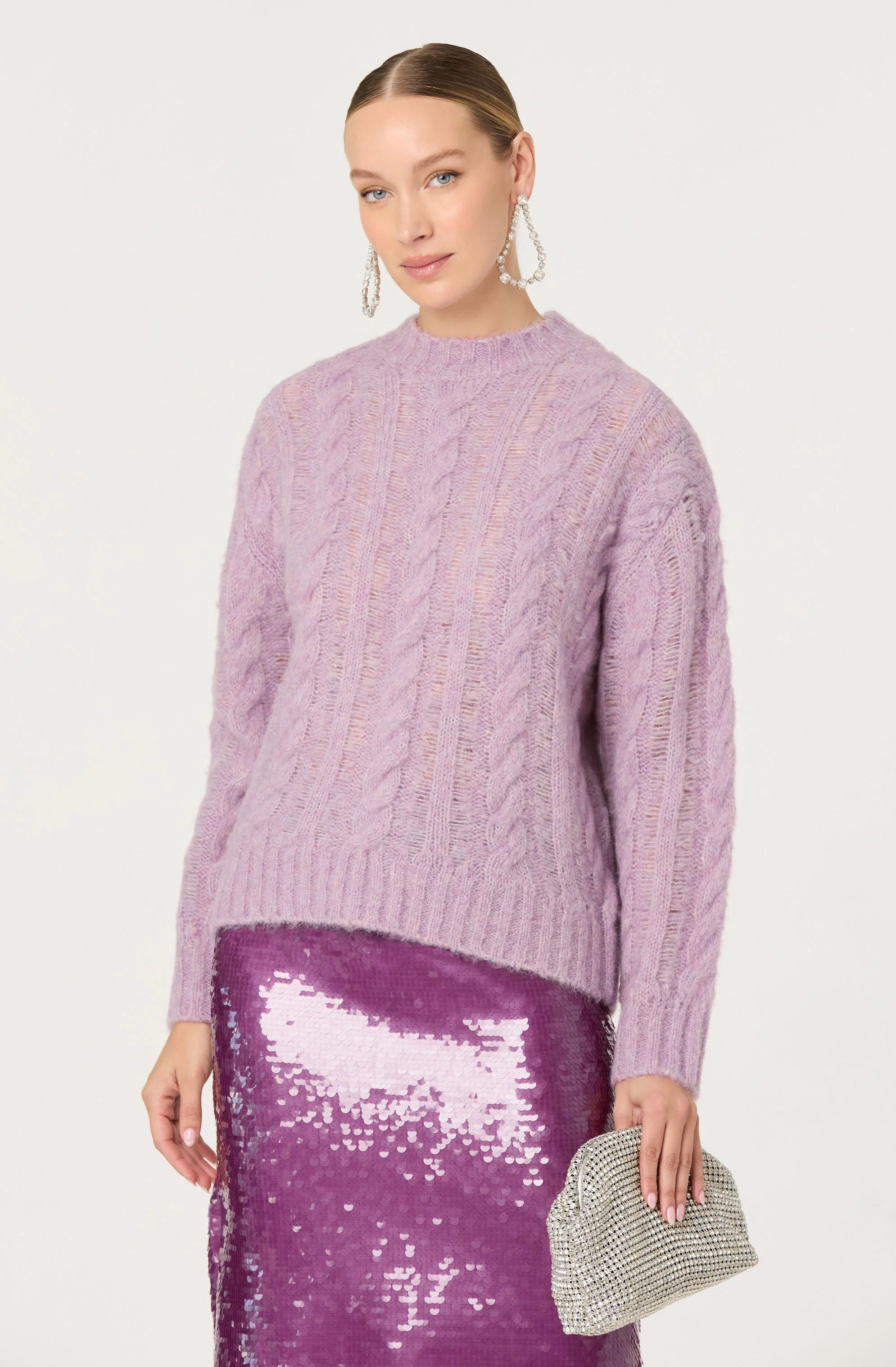 Violetta Cable Knit Crewneck Sweater - Image 3
