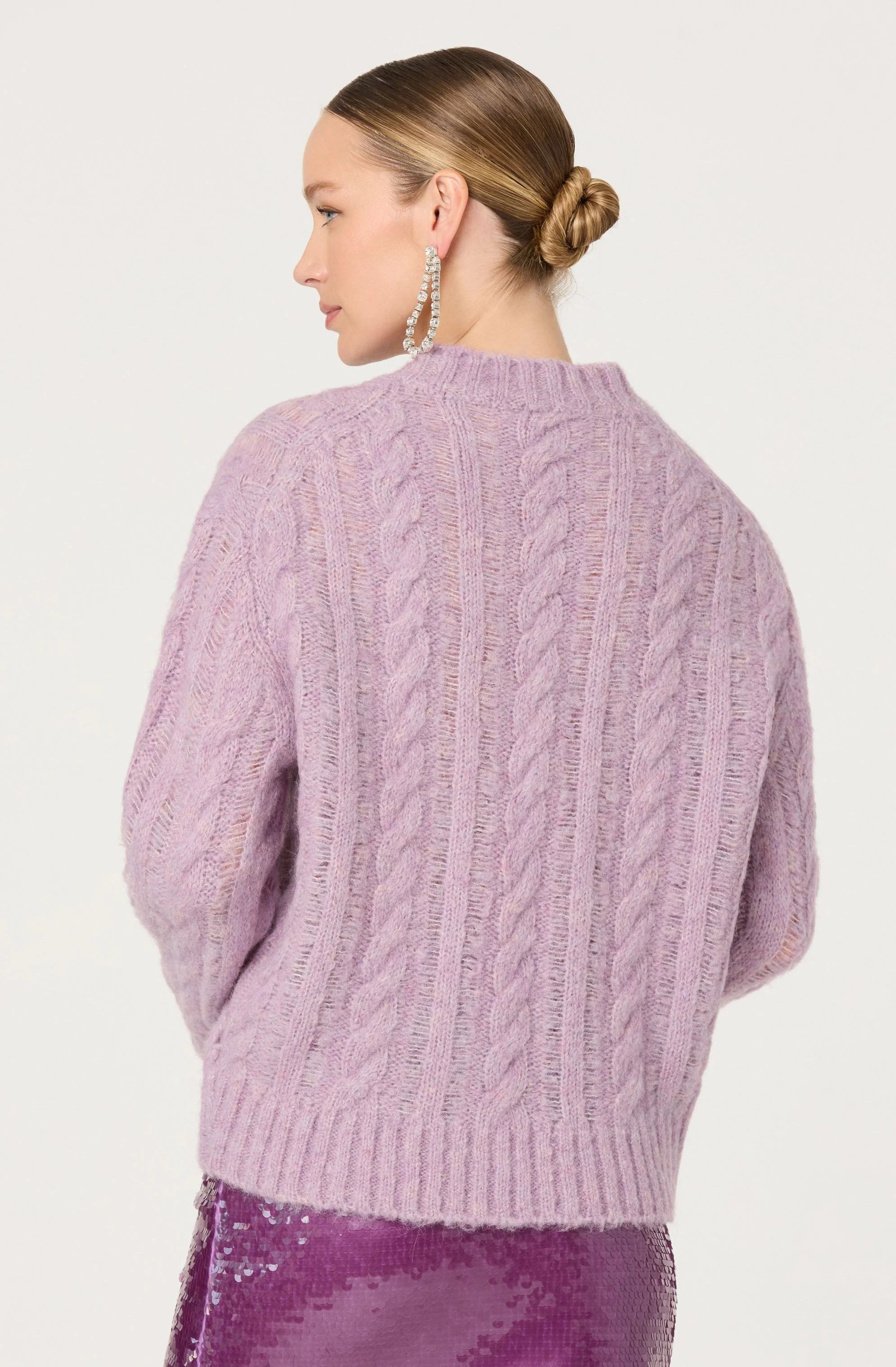Violetta Cable Knit Crewneck Sweater - Image 5