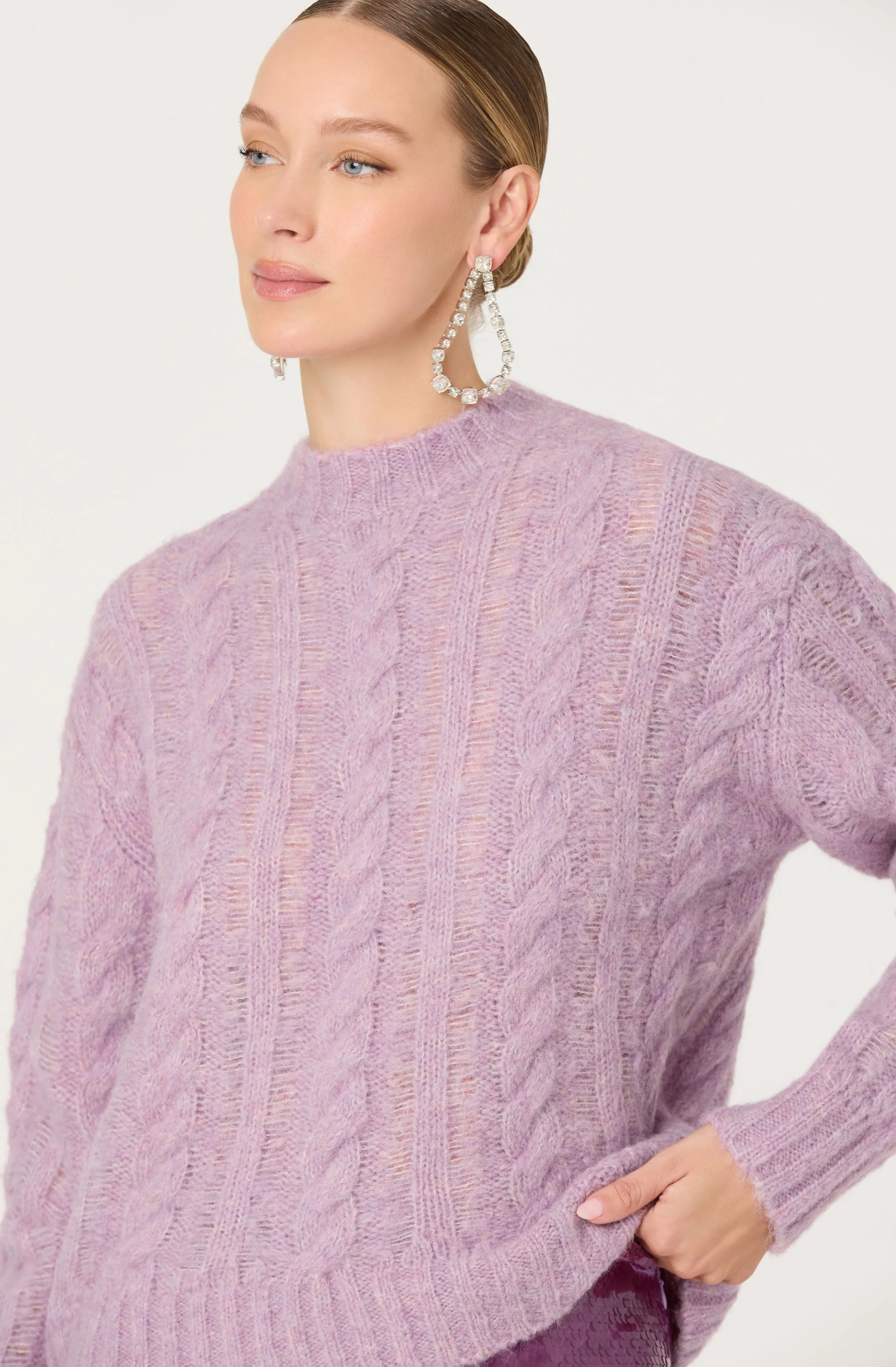 Violetta Cable Knit Crewneck Sweater - Image 6