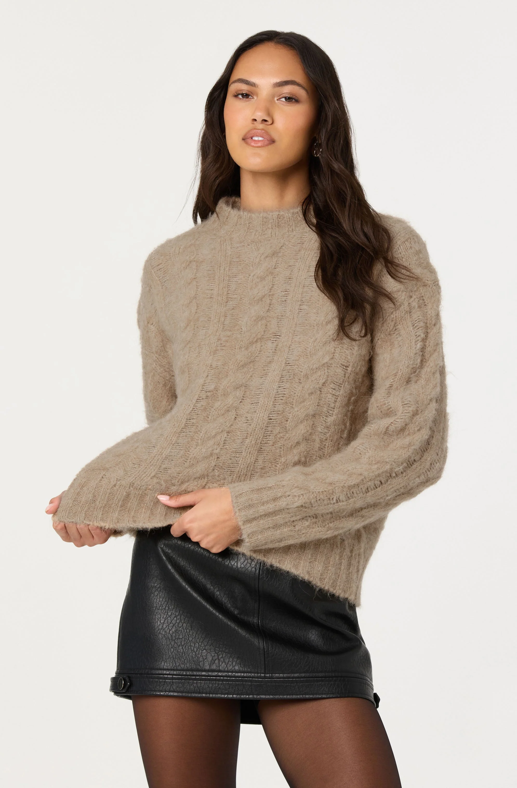 Violetta Cable Knit Crewneck Sweater - Image 7