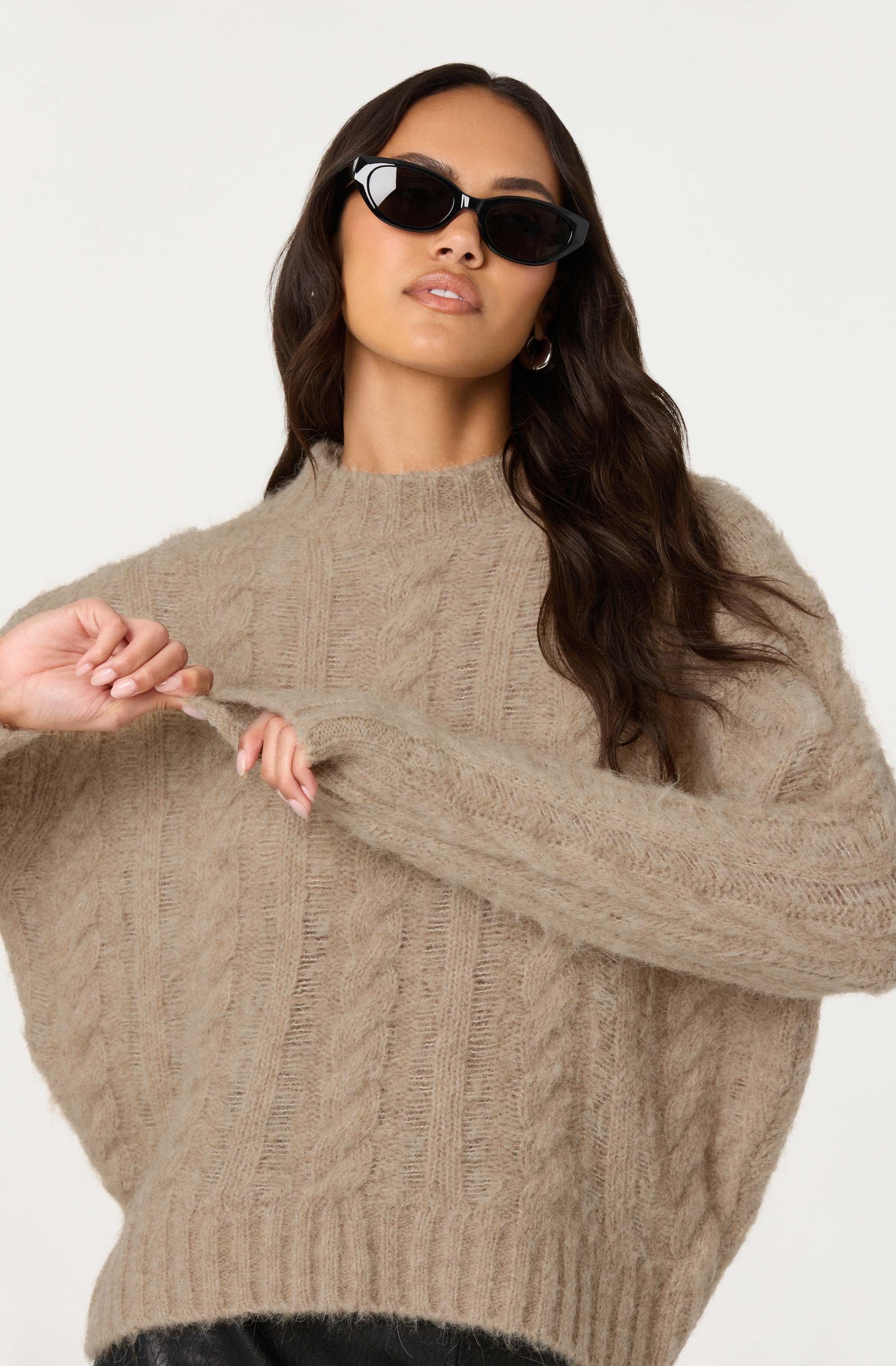 Violetta Cable Knit Crewneck Sweater - Image 9